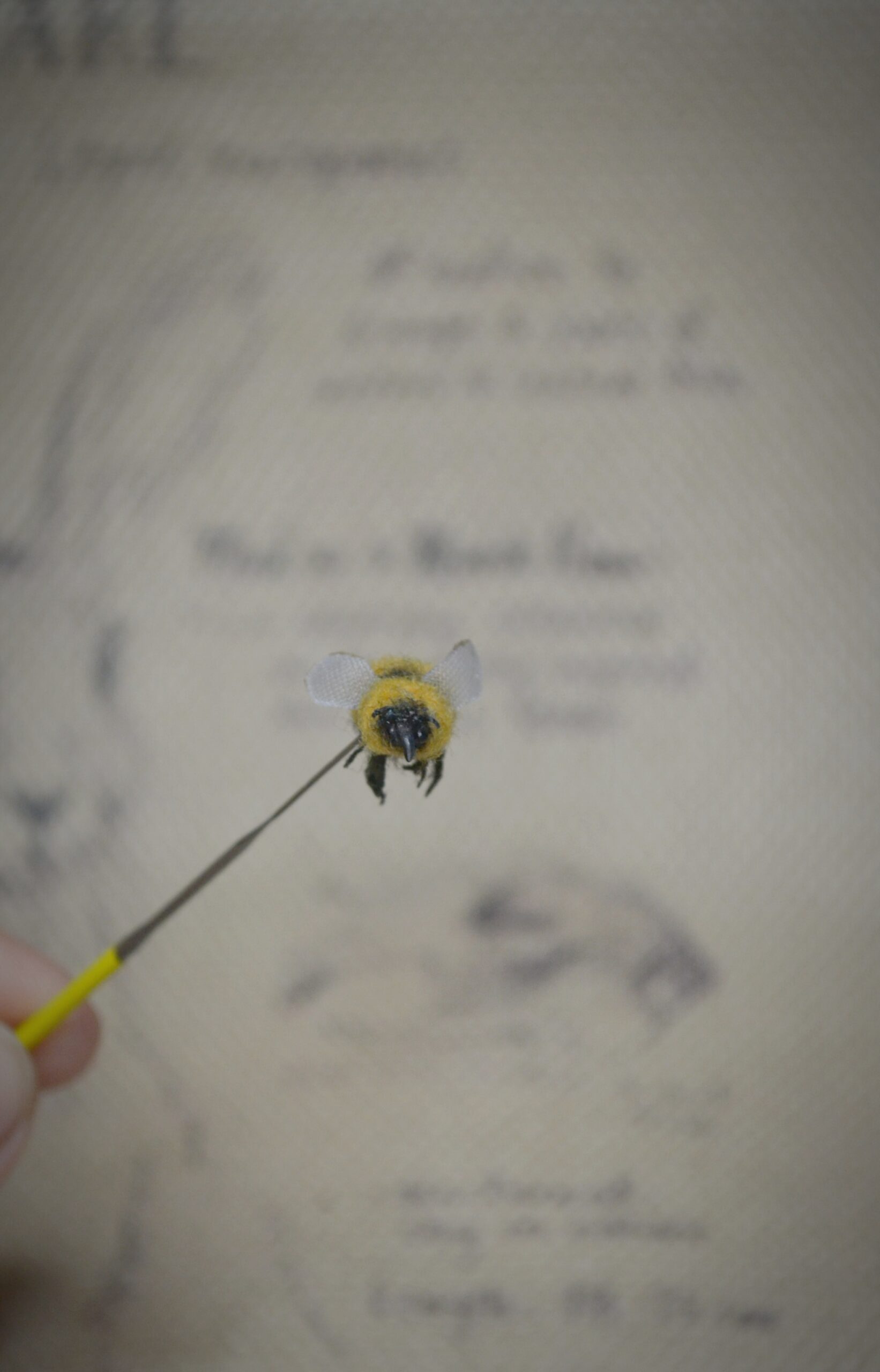 Needle Felted Bumblebee Miniature – Handmade Wool Insect - Image 3