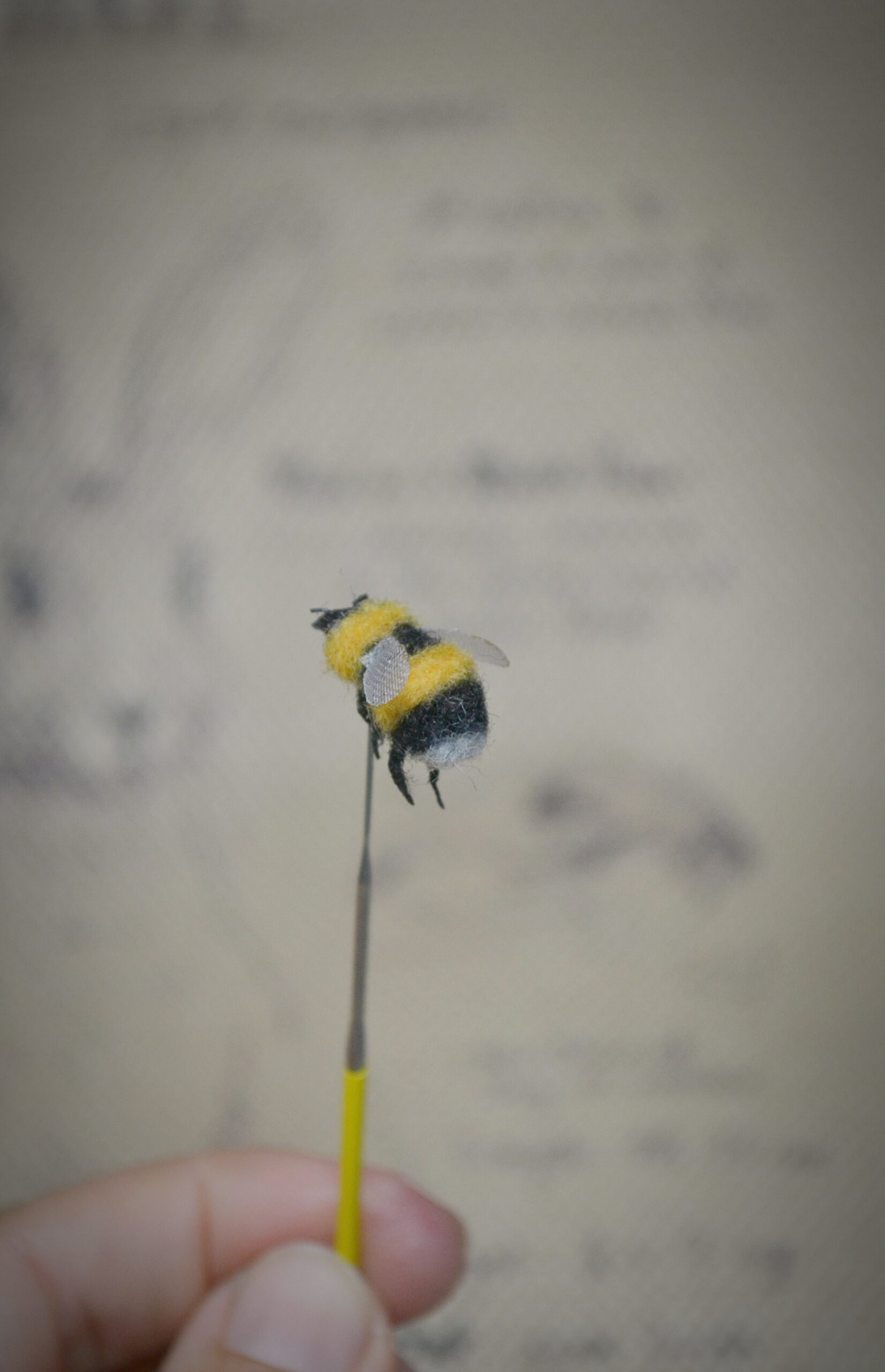 Needle Felted Bumblebee Miniature – Handmade Wool Insect - Image 5