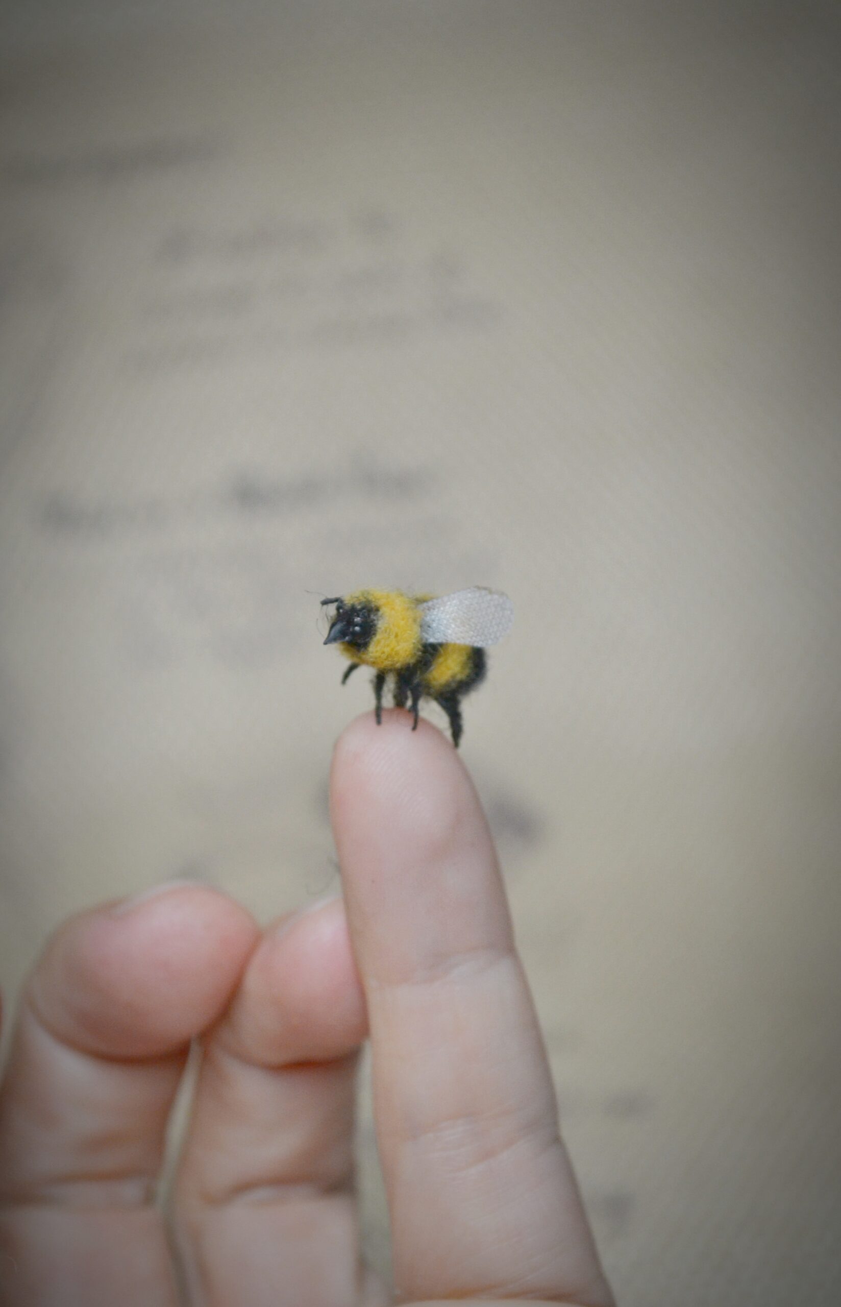 Needle Felted Bumblebee Miniature – Handmade Wool Insect - Image 8