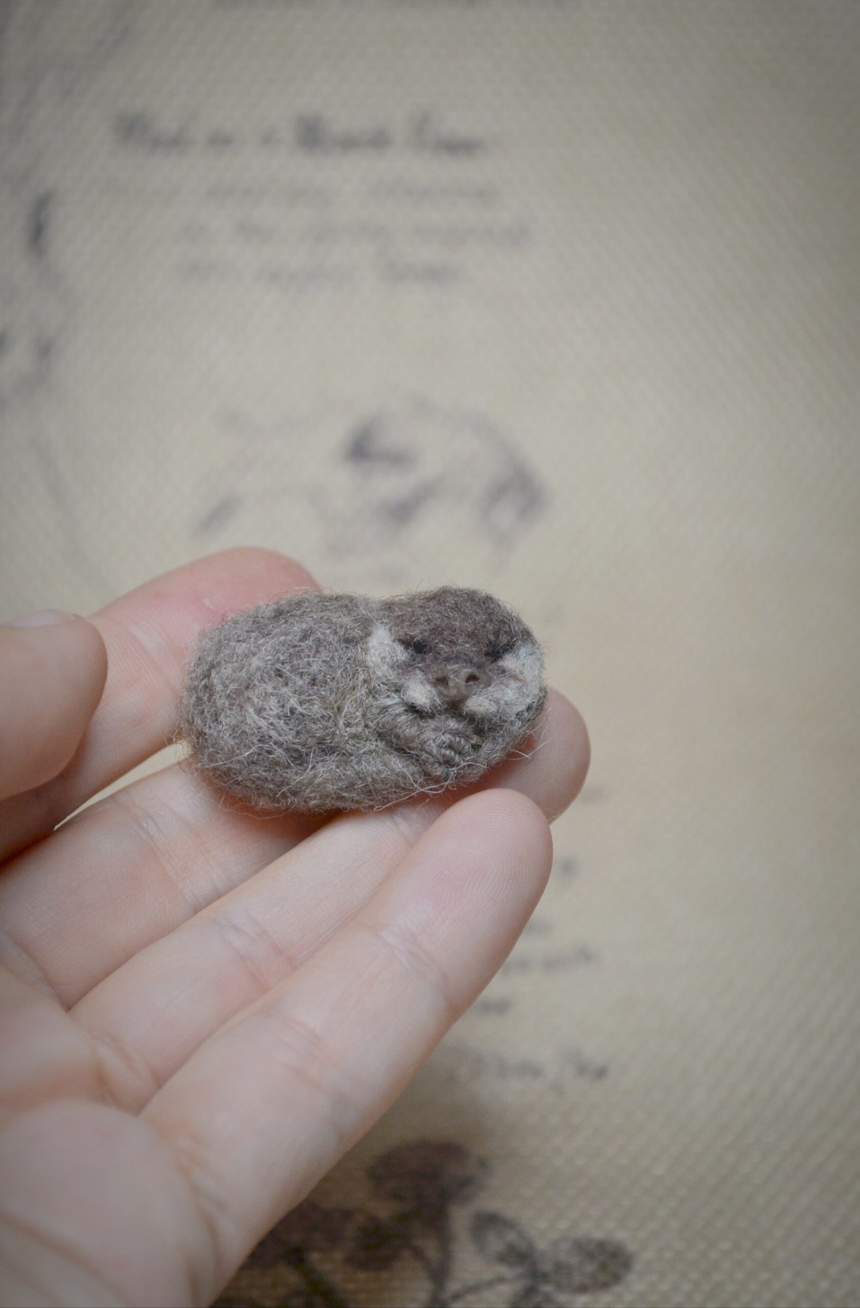 Sleeping Baby Otter Needle Felted Miniature – Handmade Wool Figurine - Image 2