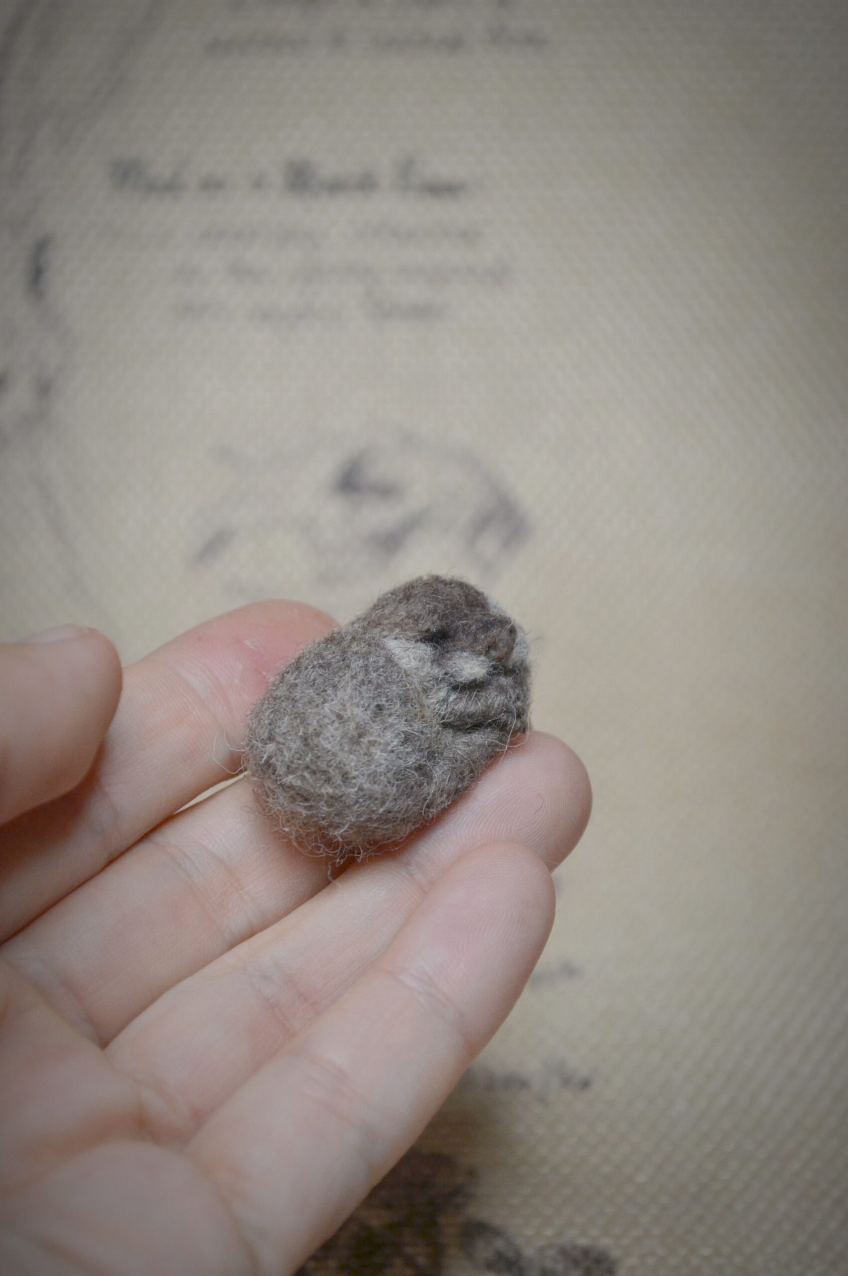 Sleeping Baby Otter Needle Felted Miniature – Handmade Wool Figurine - Image 3