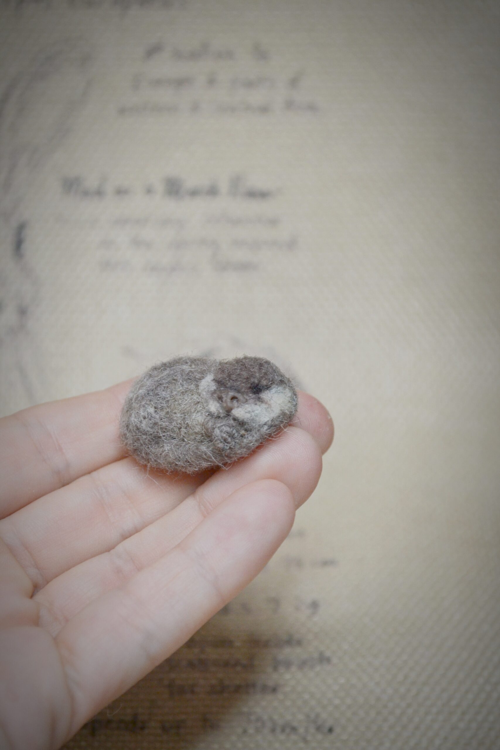 Sleeping Baby Otter Needle Felted Miniature – Handmade Wool Figurine - Image 5