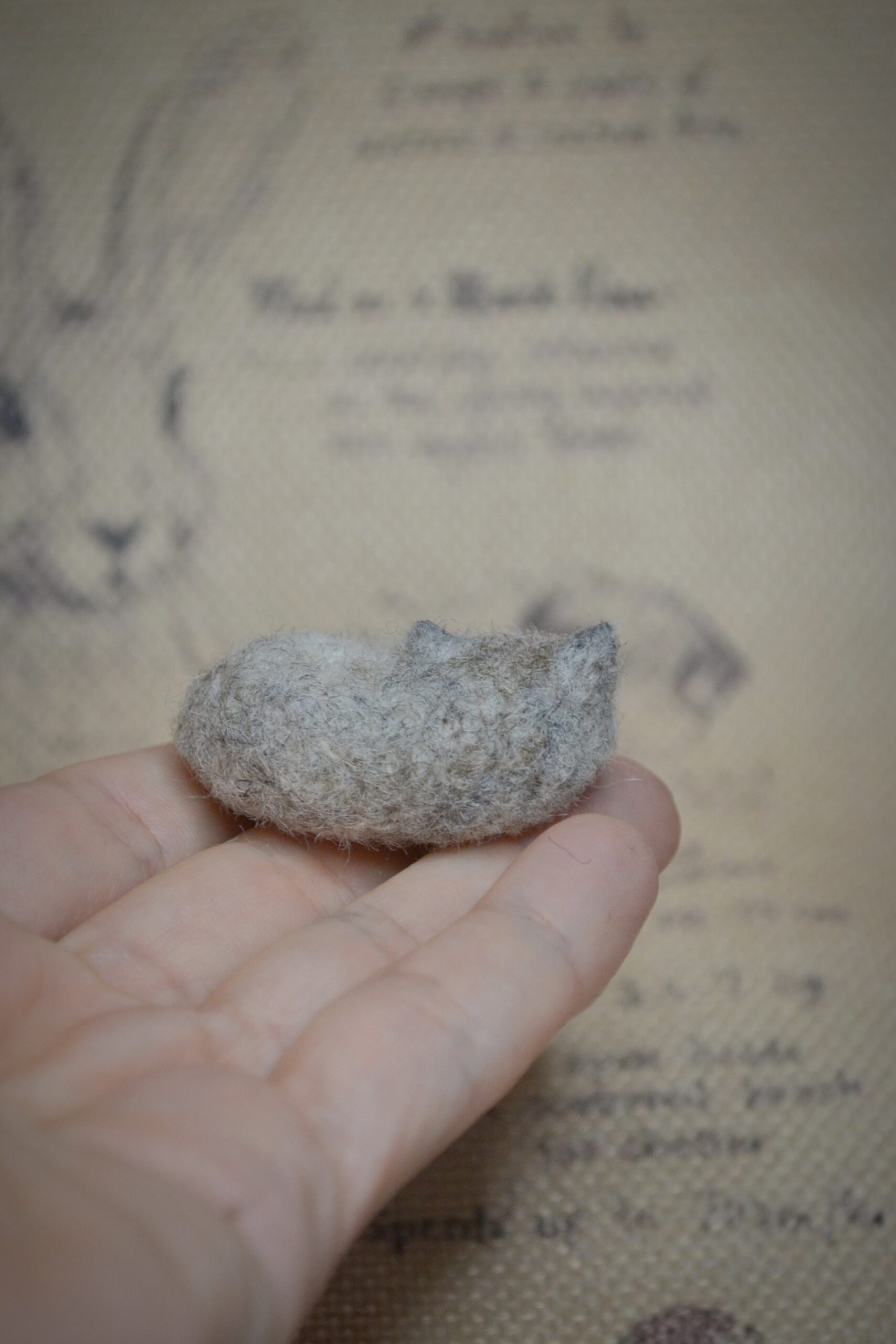 Needle Felted Miniature Sleeping Wolf Pup – Handmade Wool Figurine - Image 3