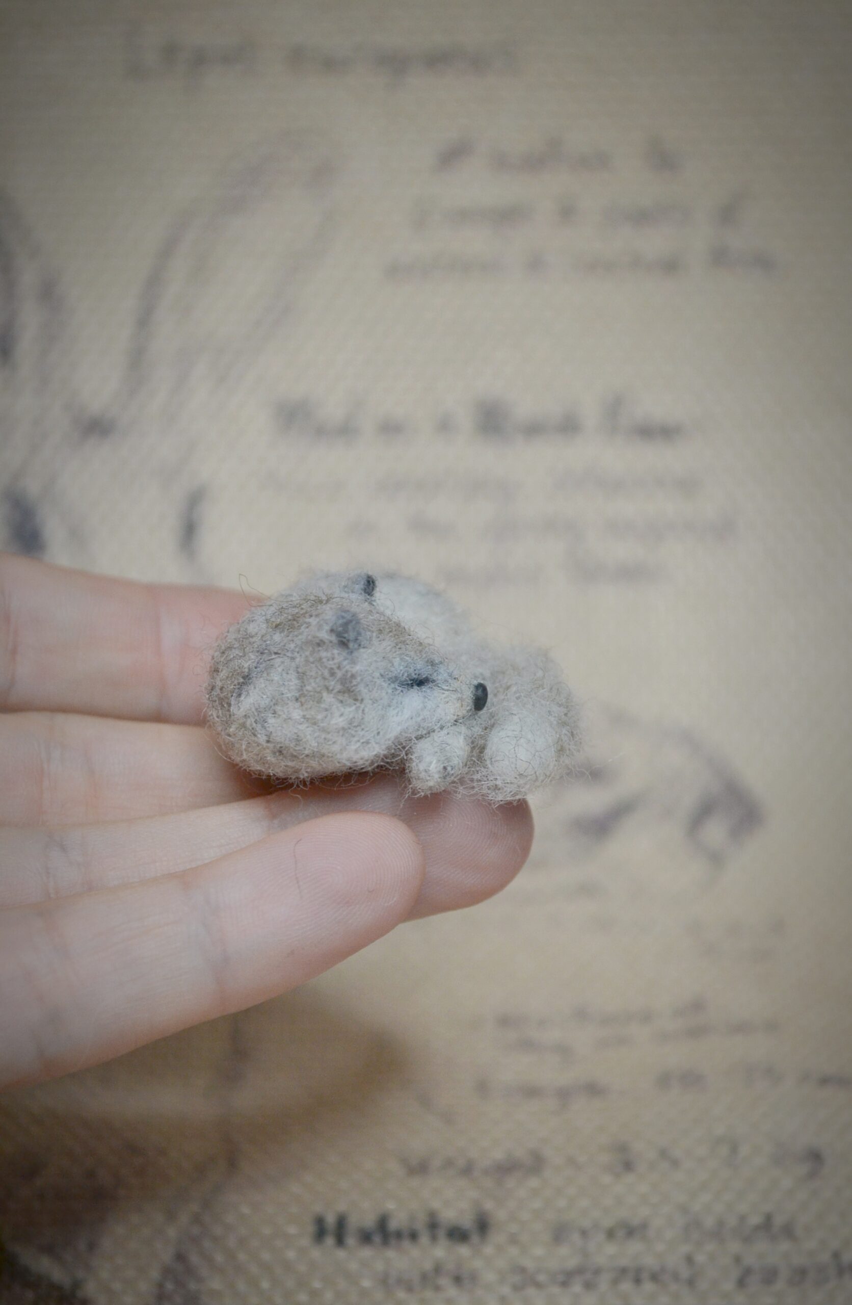 Needle Felted Miniature Sleeping Wolf Pup – Handmade Wool Figurine - Image 4