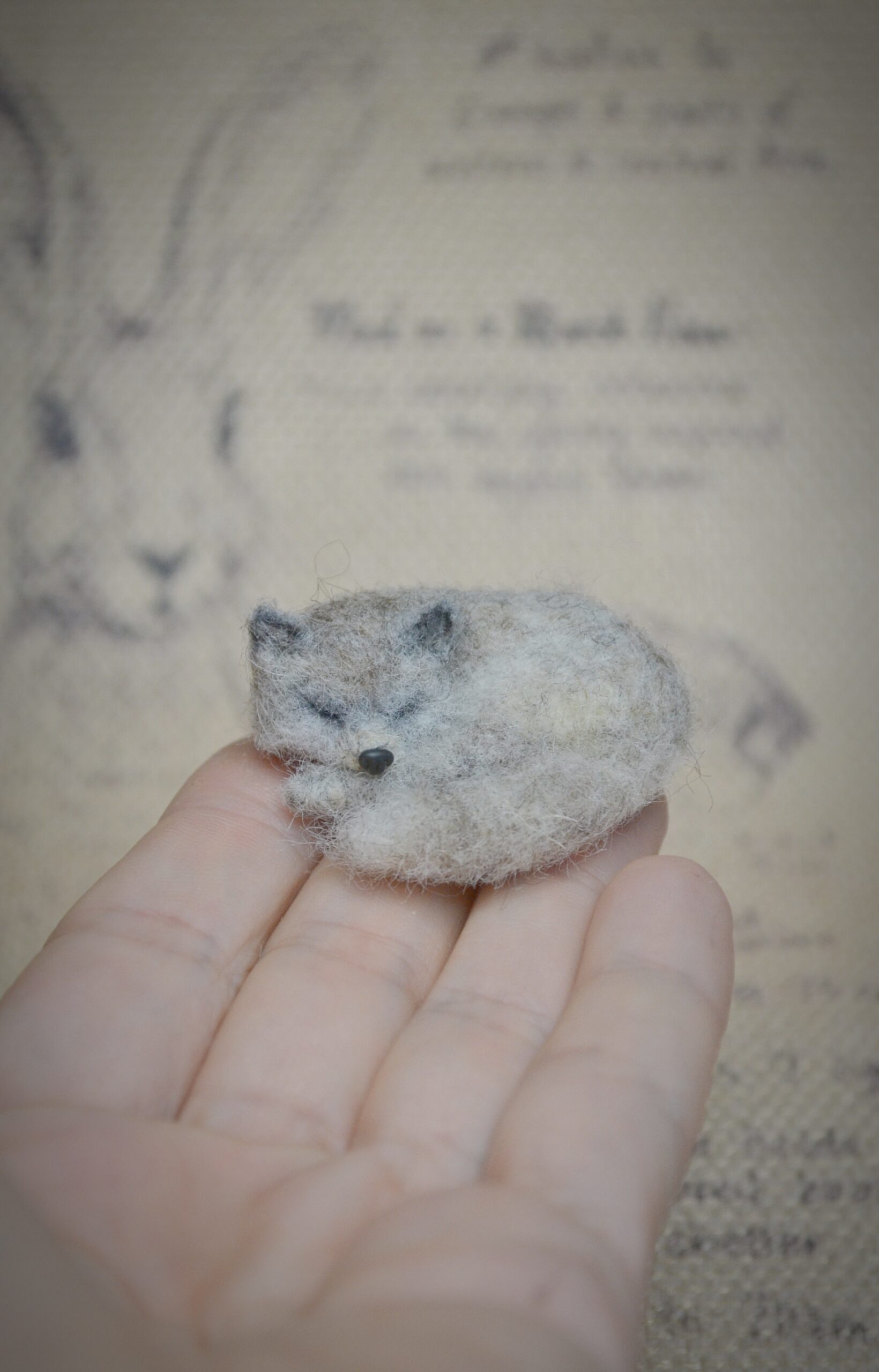 Needle Felted Miniature Sleeping Wolf Pup – Handmade Wool Figurine - Image 5