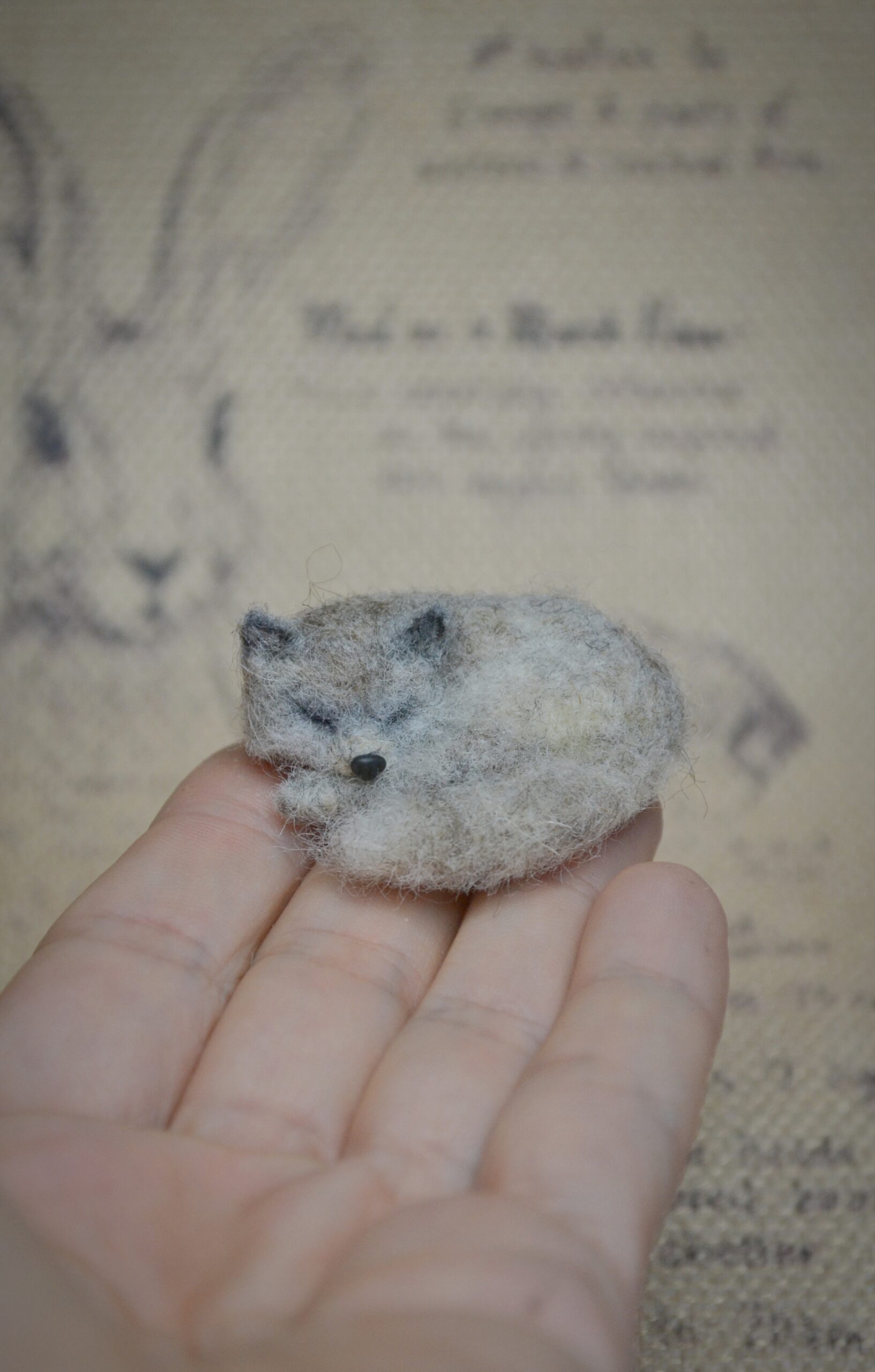 Needle Felted Miniature Sleeping Wolf Pup – Handmade Wool Figurine - Image 6