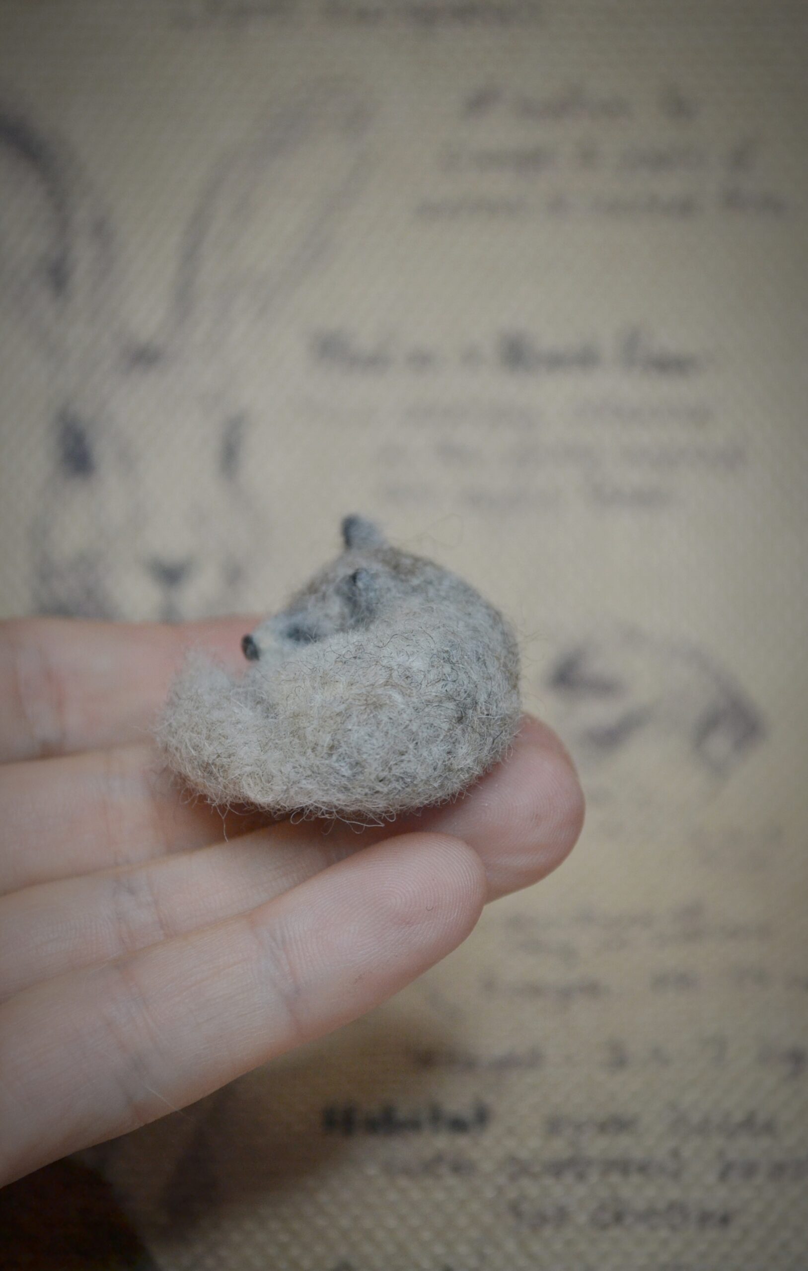 Needle Felted Miniature Sleeping Wolf Pup – Handmade Wool Figurine - Image 8