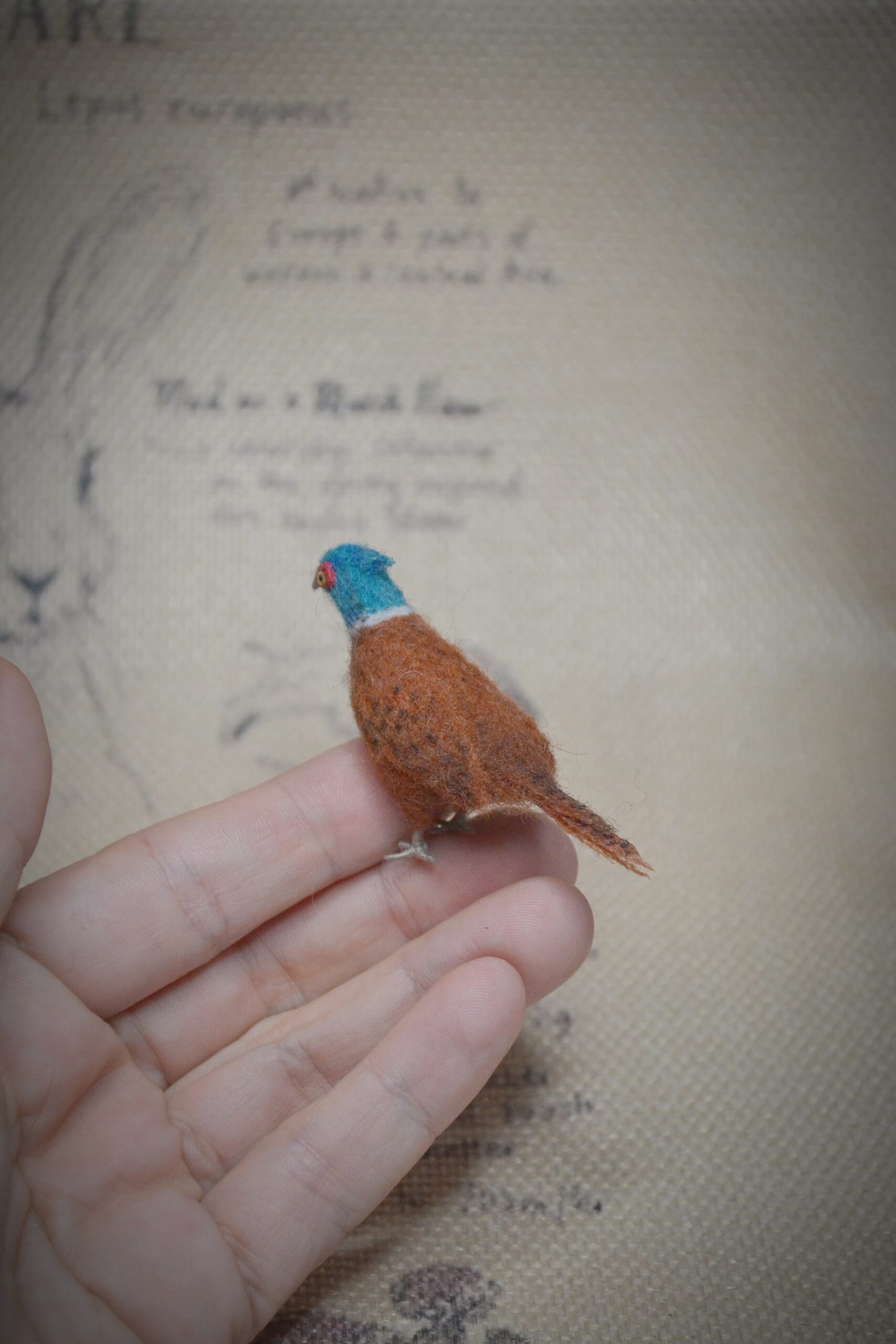 Needle Felted Pheasant Miniature – Handmade Wool Bird Figurine - Image 2