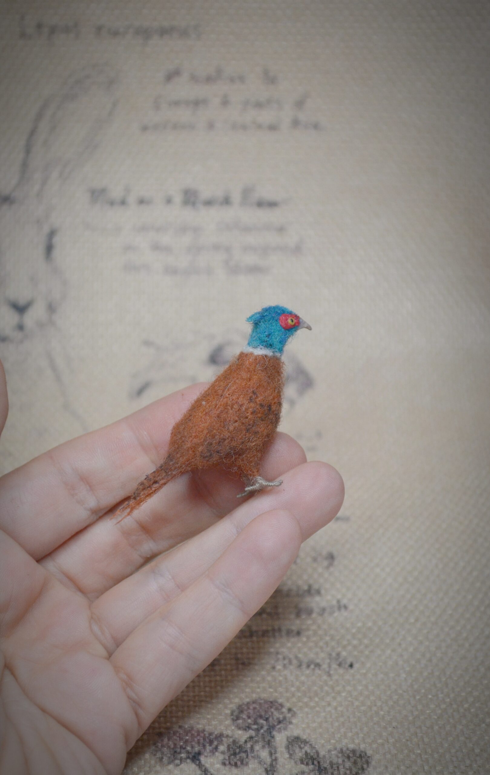 Needle Felted Pheasant Miniature – Handmade Wool Bird Figurine - Image 3