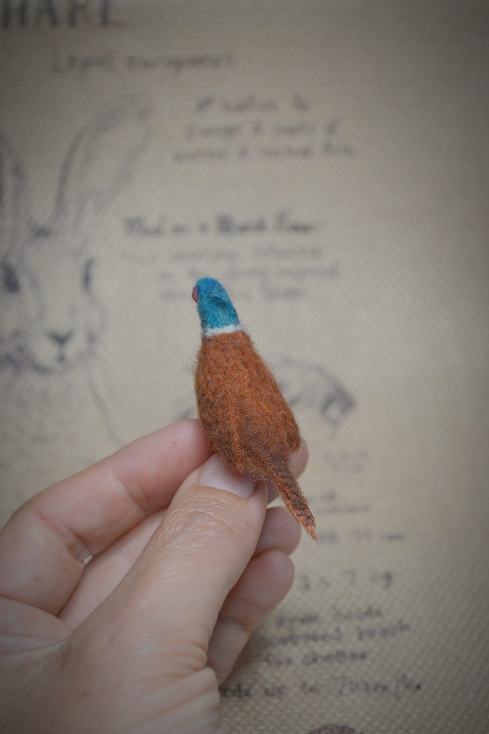 Needle Felted Pheasant Miniature – Handmade Wool Bird Figurine - Image 5