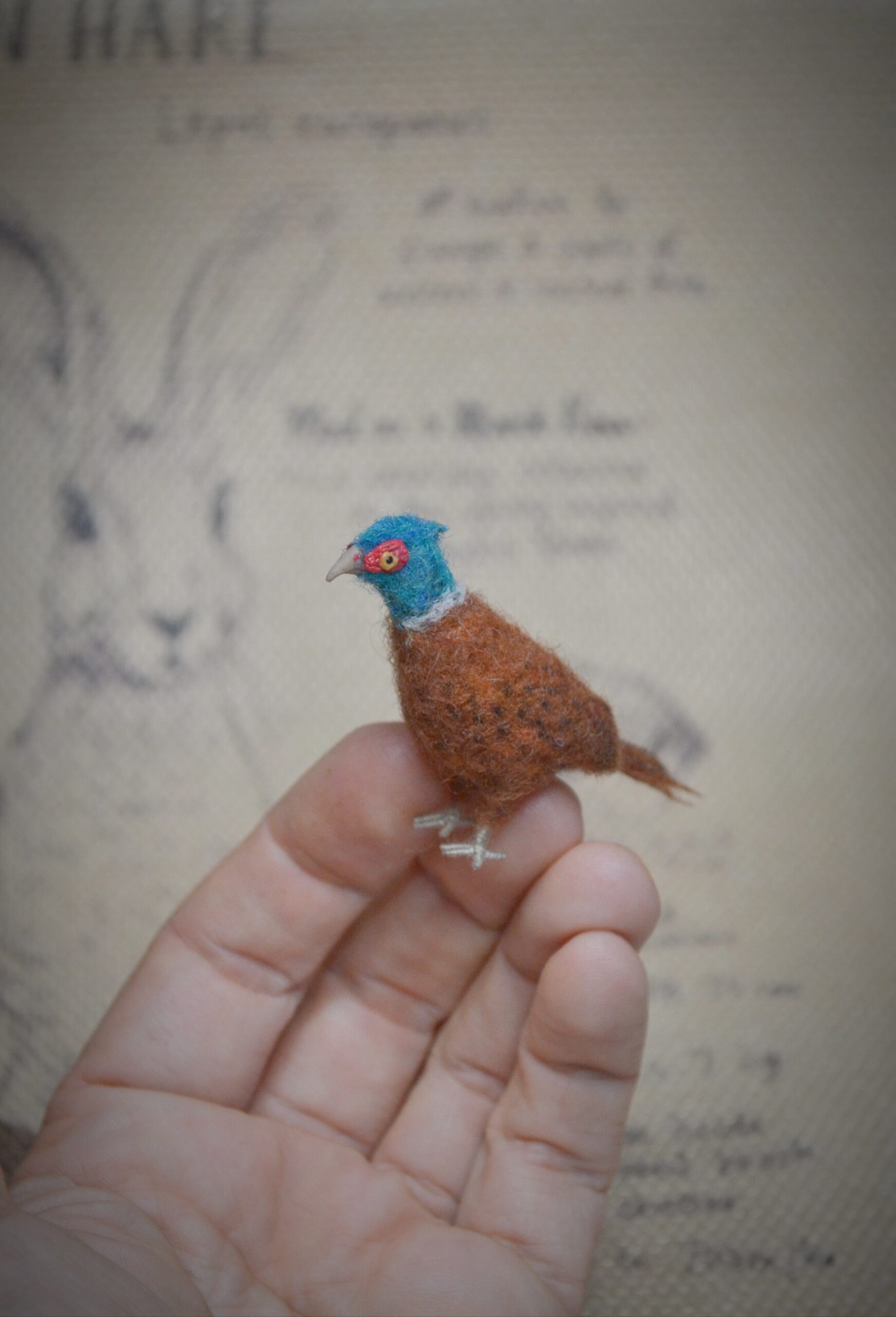 Needle Felted Pheasant Miniature – Handmade Wool Bird Figurine - Image 6