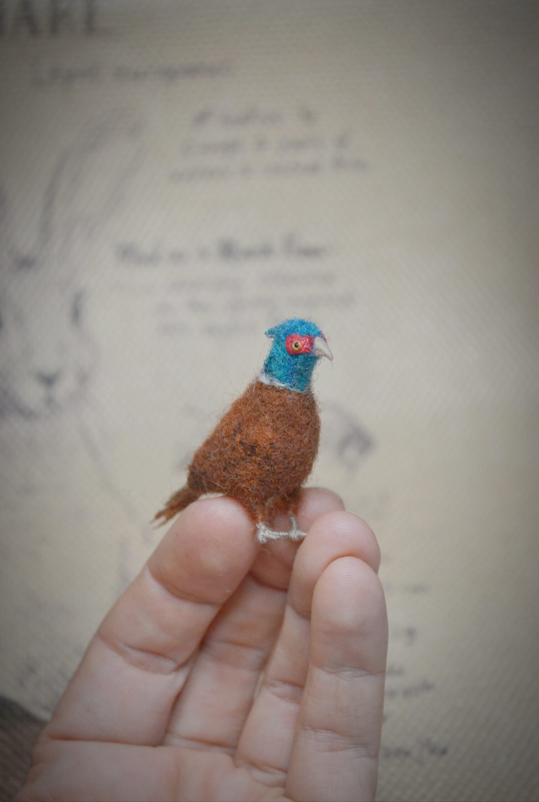 Needle Felted Pheasant Miniature – Handmade Wool Bird Figurine - Image 7