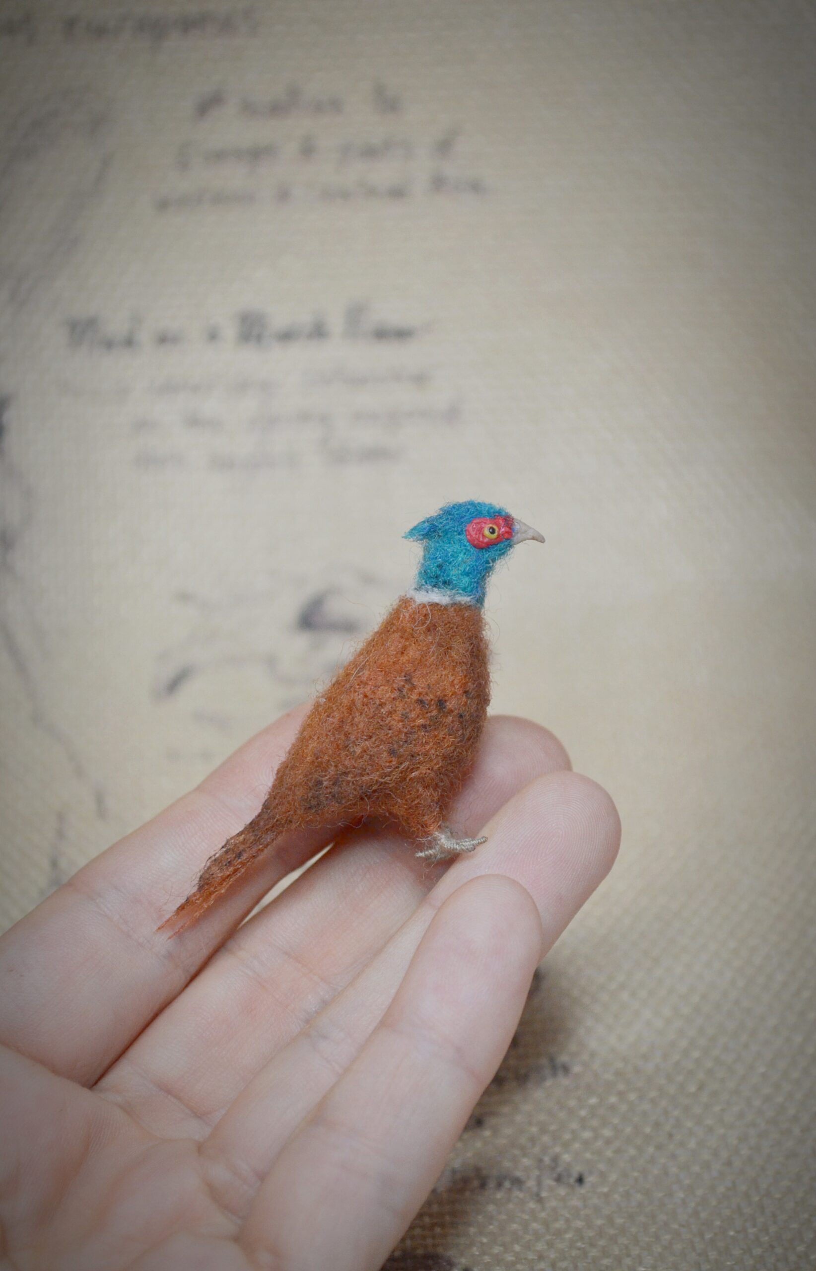 Needle Felted Pheasant Miniature – Handmade Wool Bird Figurine - Image 8