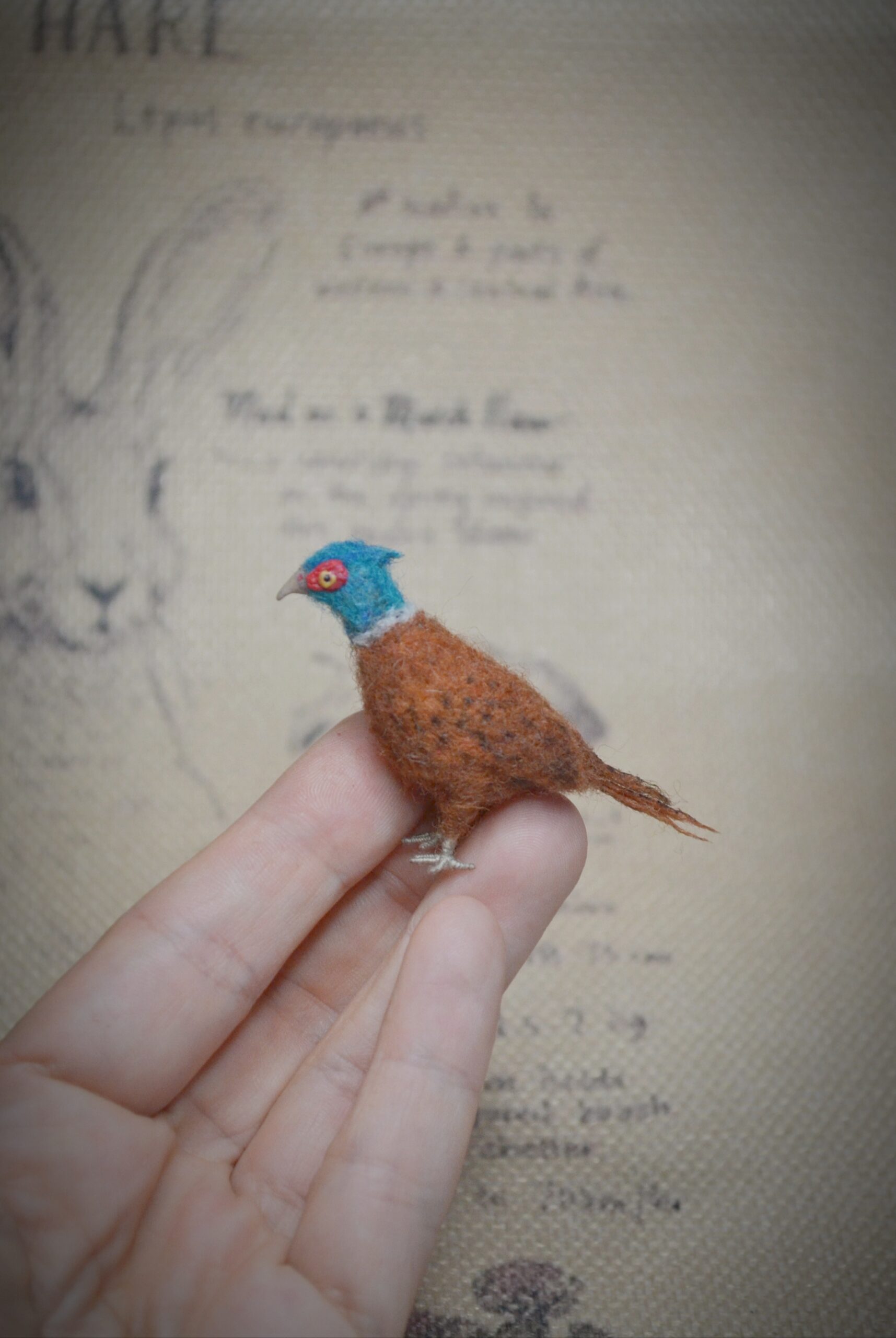 Needle Felted Pheasant Miniature – Handmade Wool Bird Figurine - Image 9