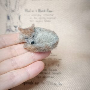 Sleeping Wolf Pup Needle Felted Miniature – Handmade Wool Figurine