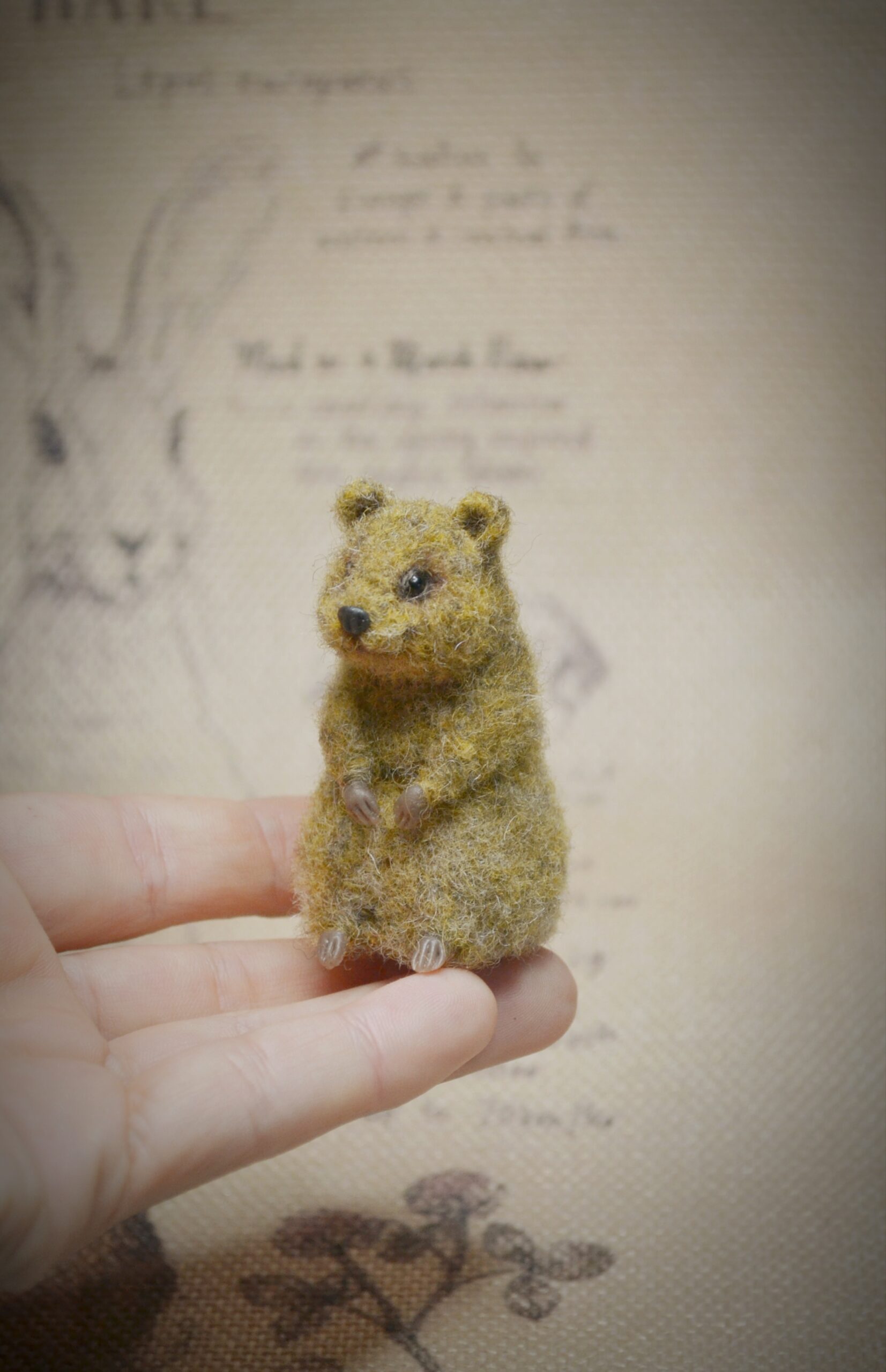 Needle Felted Quokka Miniature – Handmade Wool Figurine - Image 2