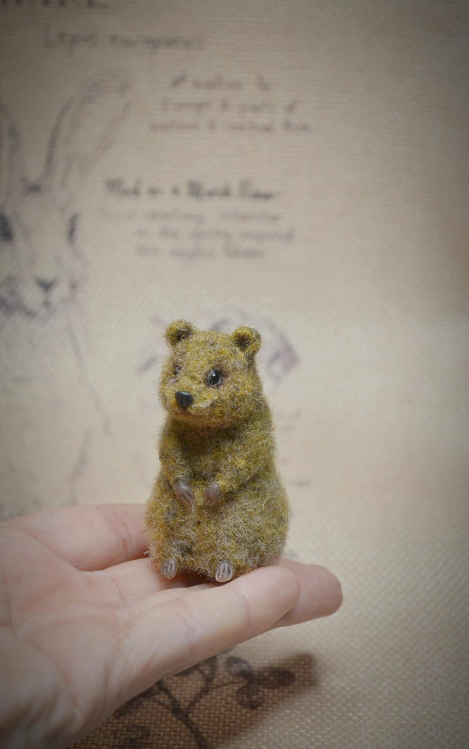 Needle Felted Quokka Miniature – Handmade Wool Figurine - Image 3