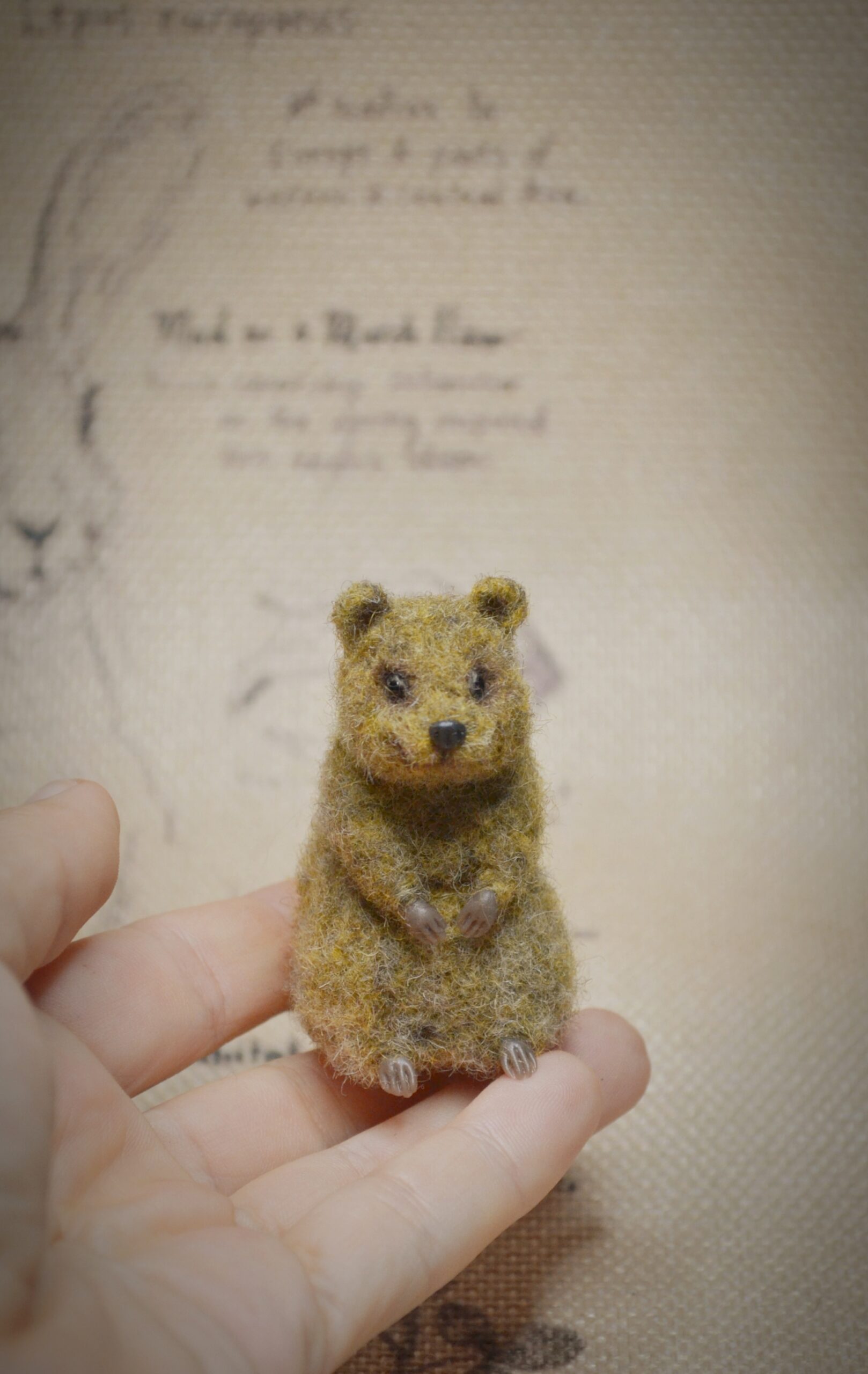 Needle Felted Quokka Miniature – Handmade Wool Figurine - Image 6
