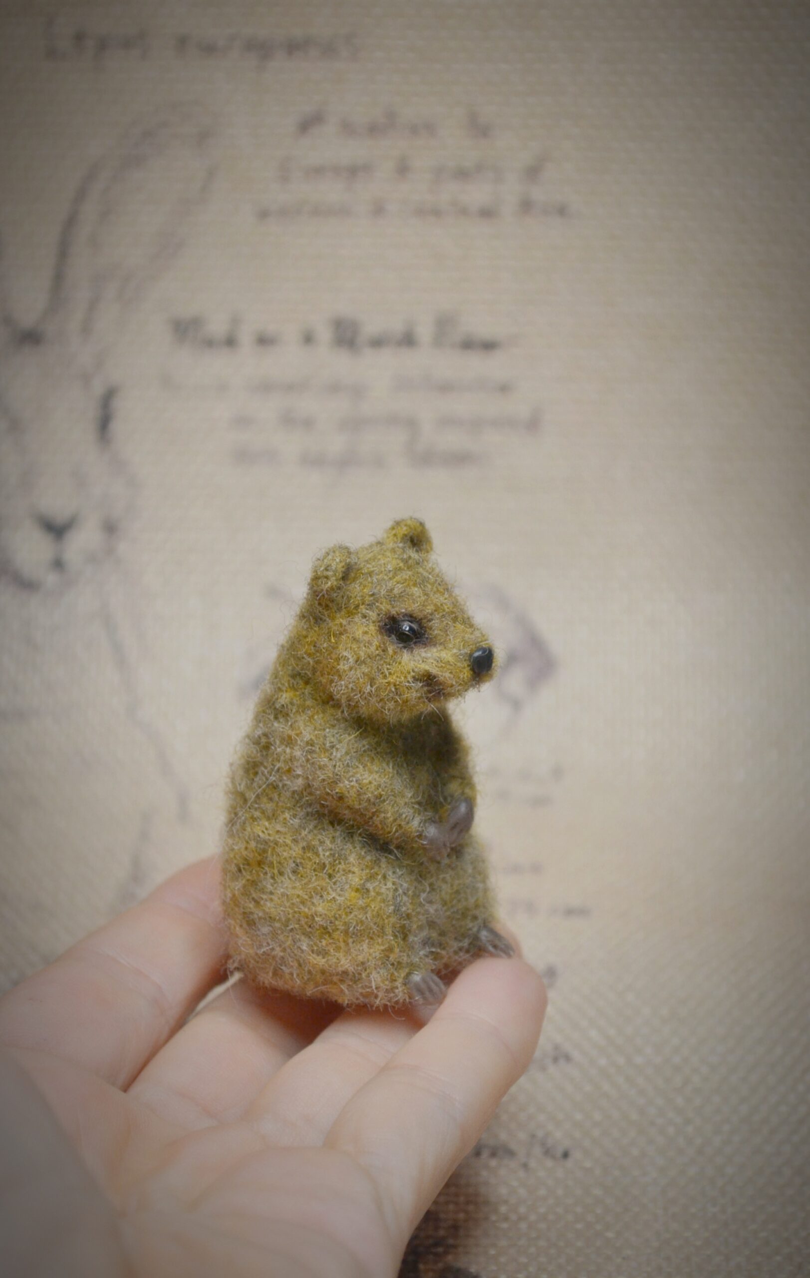 Needle Felted Quokka Miniature – Handmade Wool Figurine - Image 7