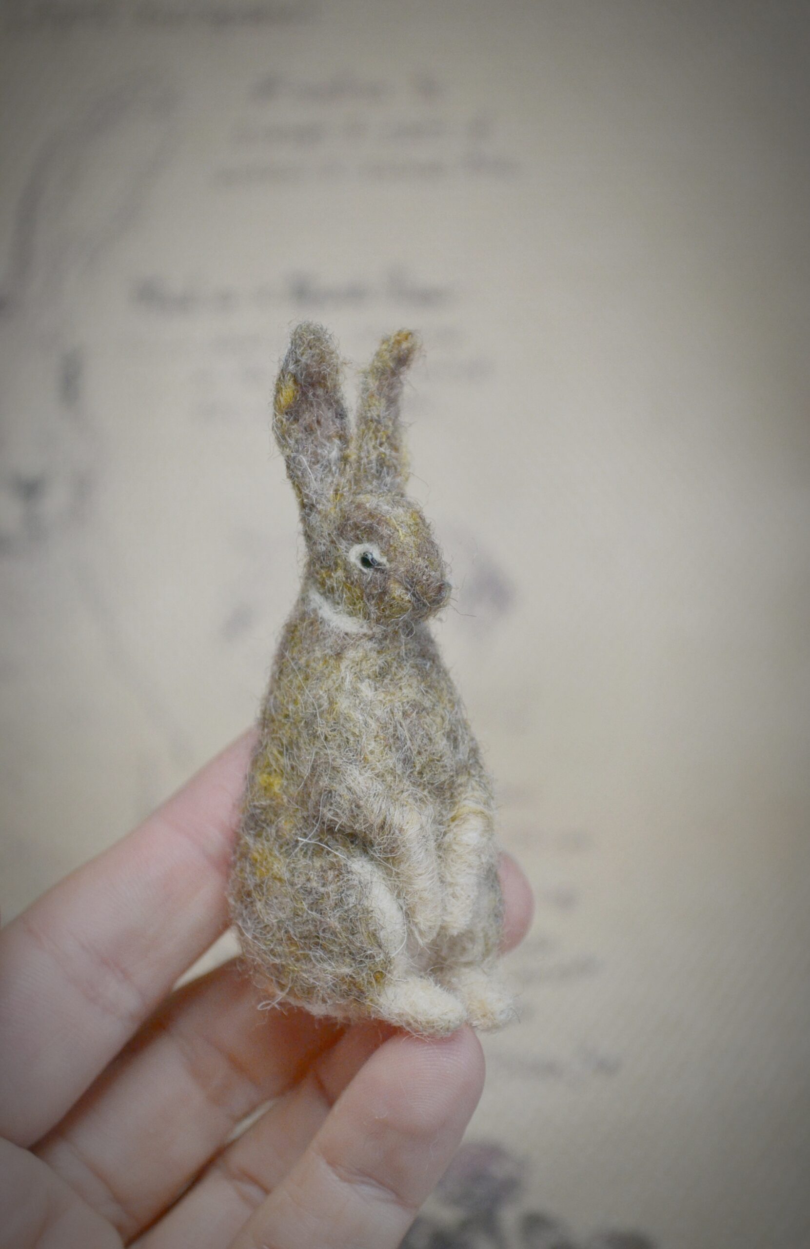 Needle Felted Hare Miniature – Handmade Wool Figurine - Image 5