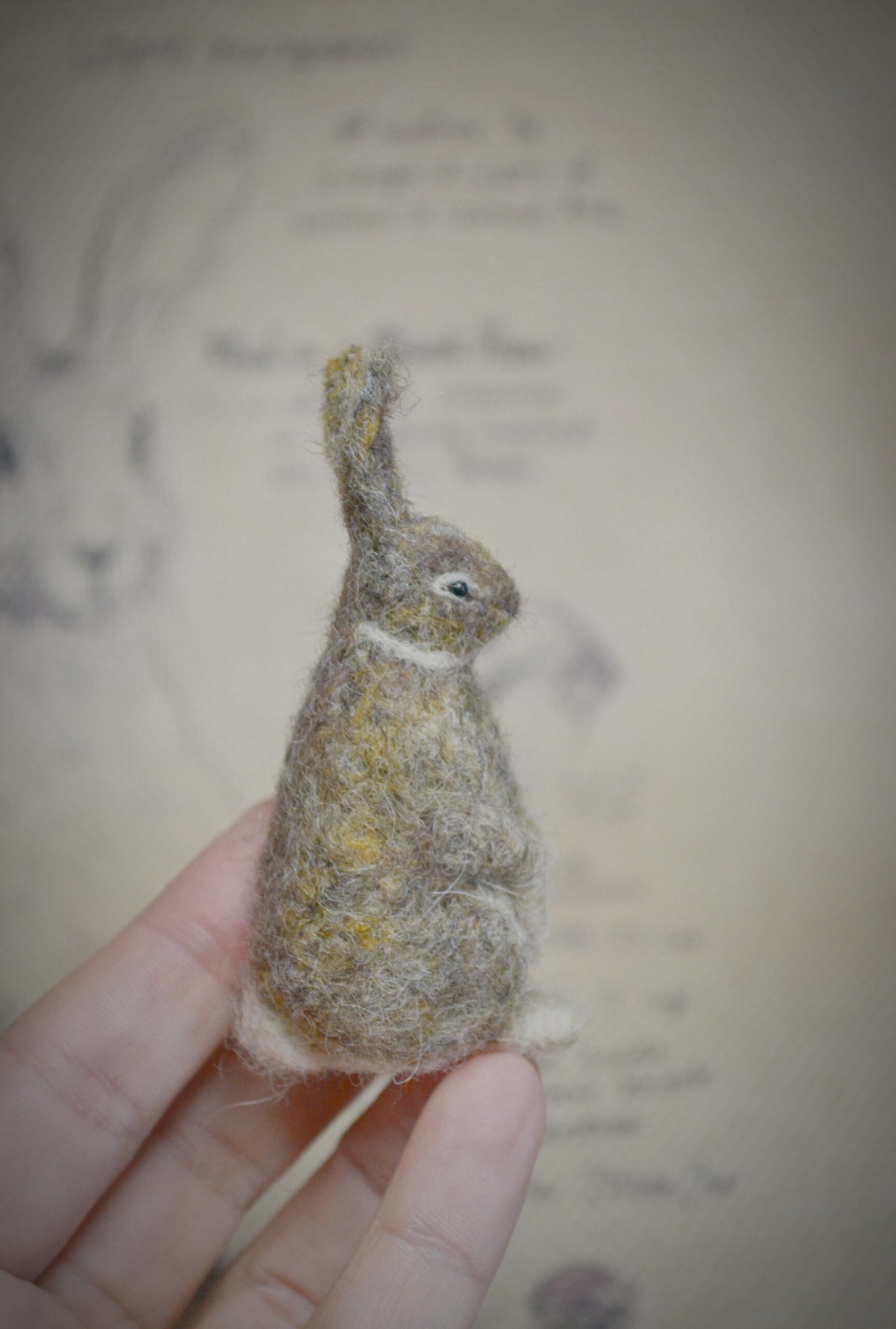 Needle Felted Hare Miniature – Handmade Wool Figurine - Image 6