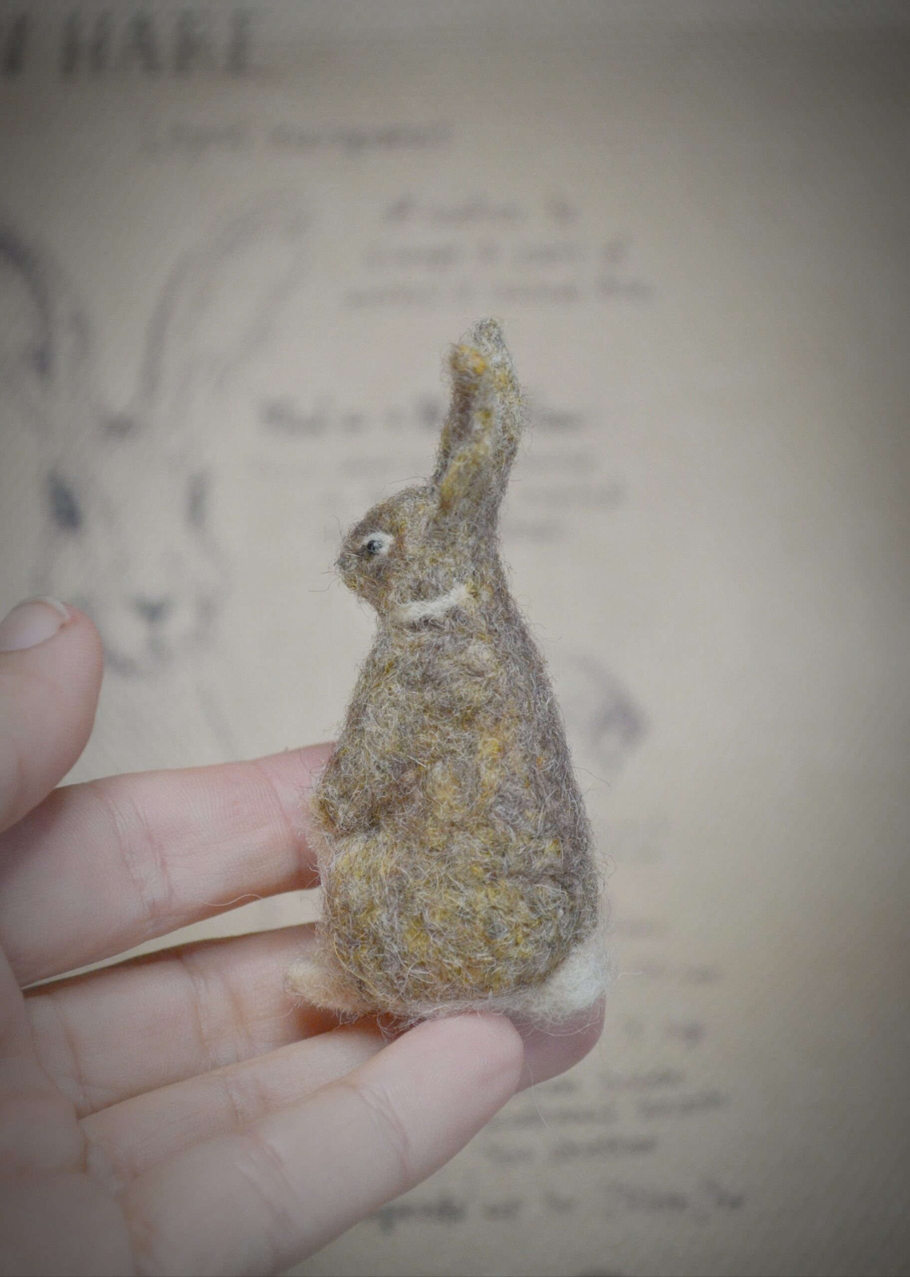 Needle Felted Hare Miniature – Handmade Wool Figurine - Image 7