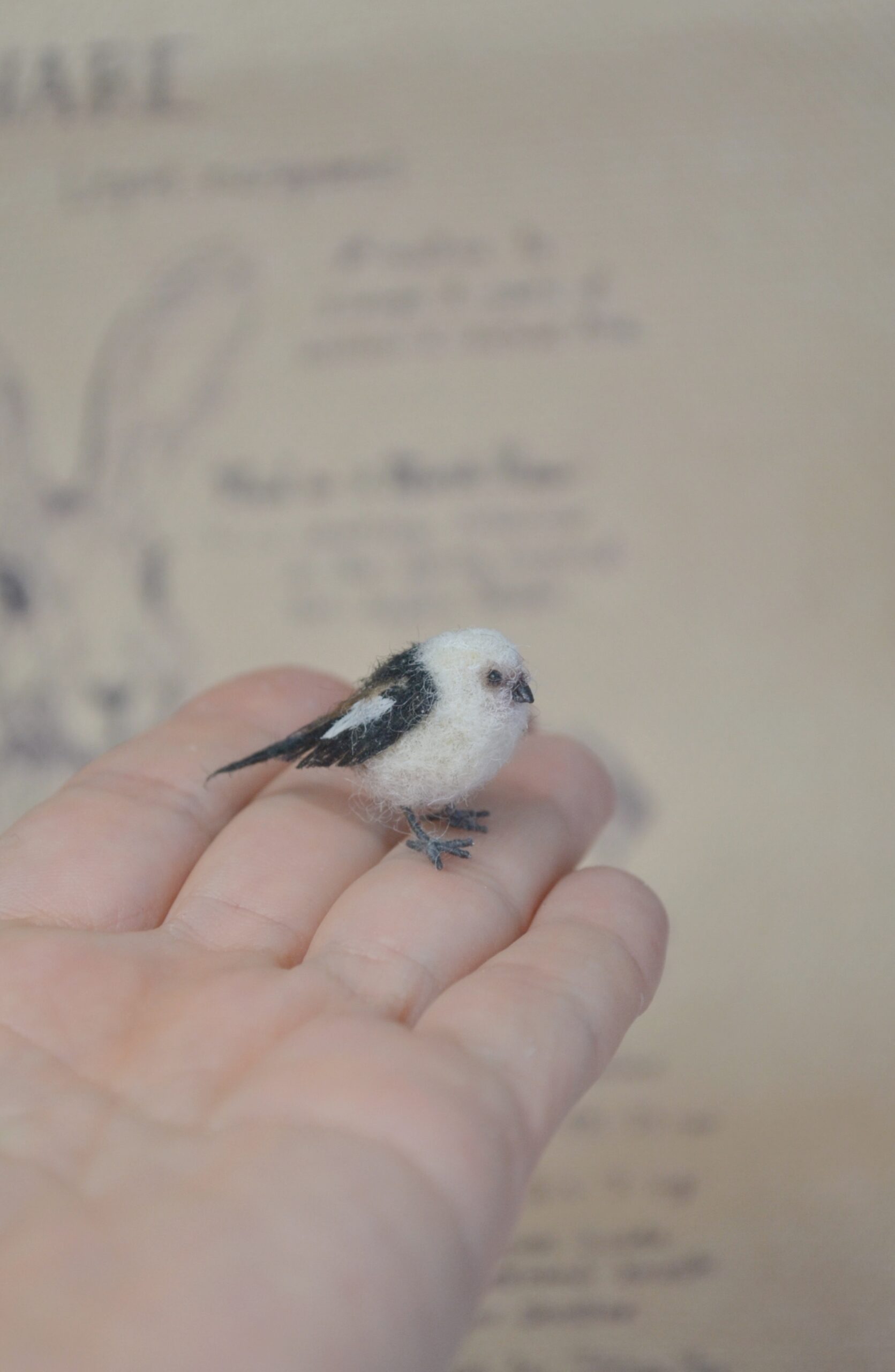 Needle Felted Japanese Tit Miniature – Handmade Wool Bird Figurine - Image 3