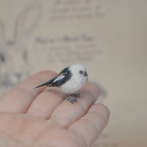 Needle Felted Japanese Tit Miniature – Handmade Wool Bird Figurine