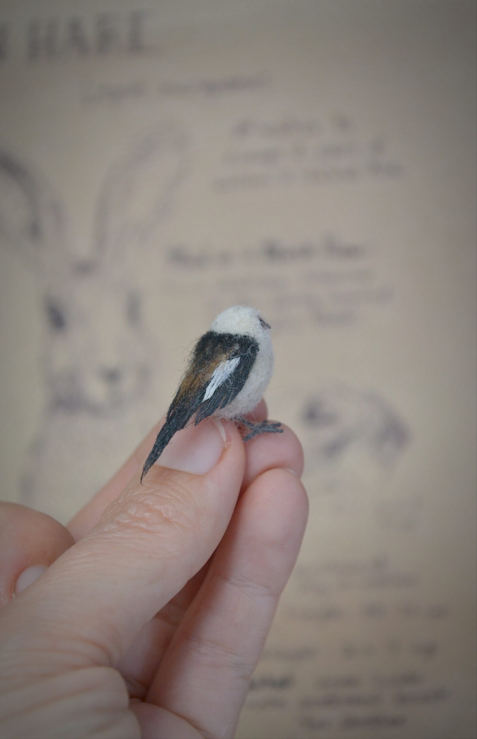 Needle Felted Japanese Tit Miniature – Handmade Wool Bird Figurine - Image 7