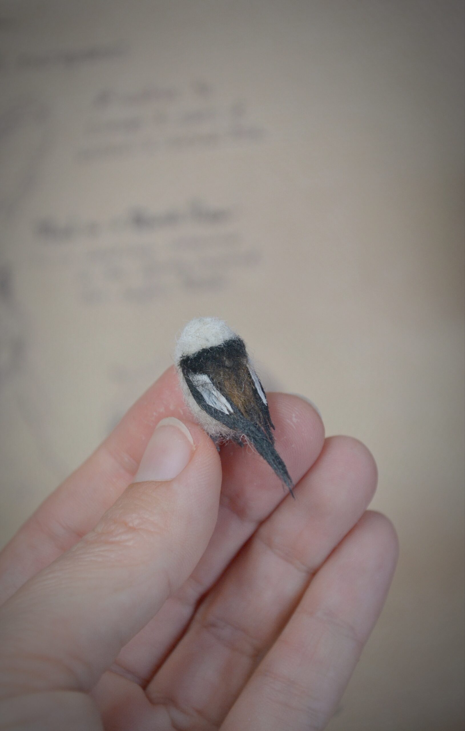 Needle Felted Japanese Tit Miniature – Handmade Wool Bird Figurine - Image 8