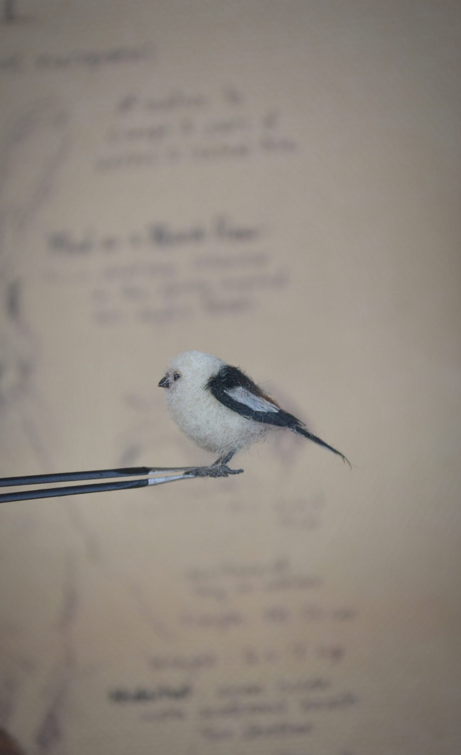 Needle Felted Japanese Tit Miniature – Handmade Wool Bird Figurine - Image 9