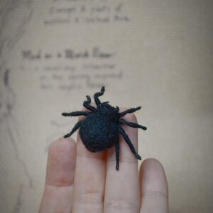 black spider needle felted miniature