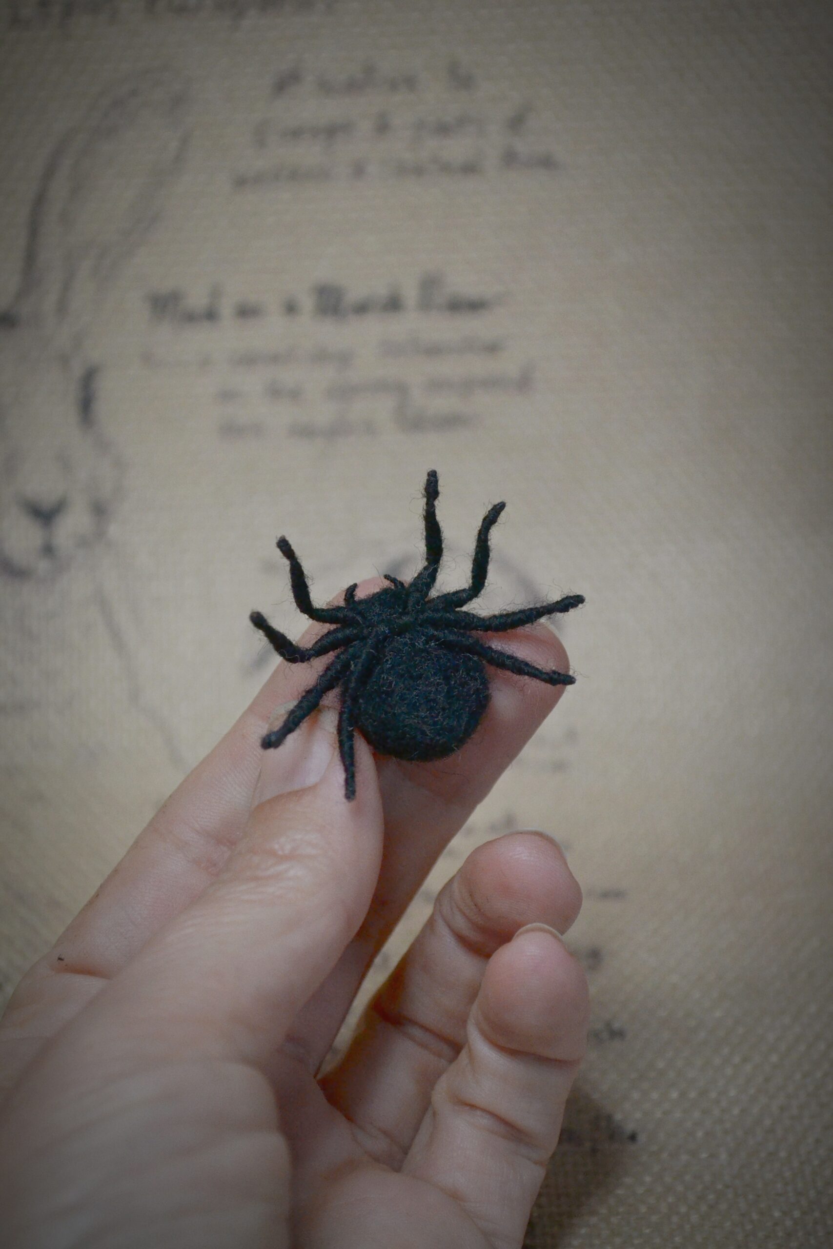 Needle Felted Black Spider Miniature – Handmade Wool Figurine - Image 8