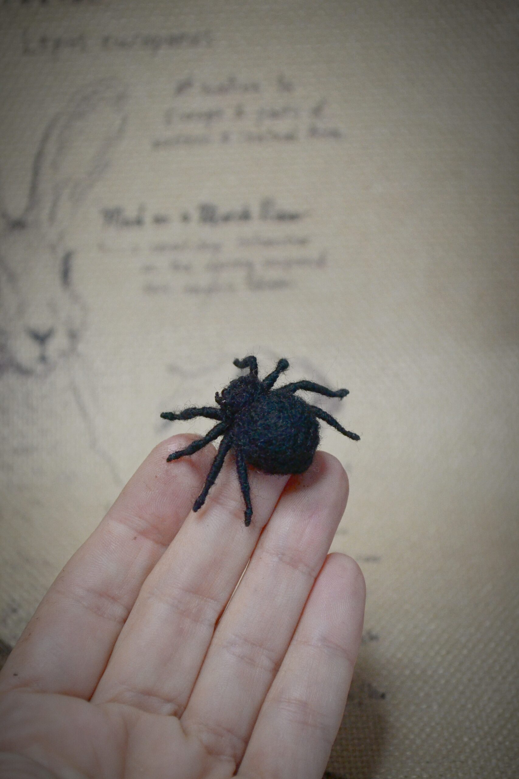 Needle Felted Black Spider Miniature – Handmade Wool Figurine - Image 2