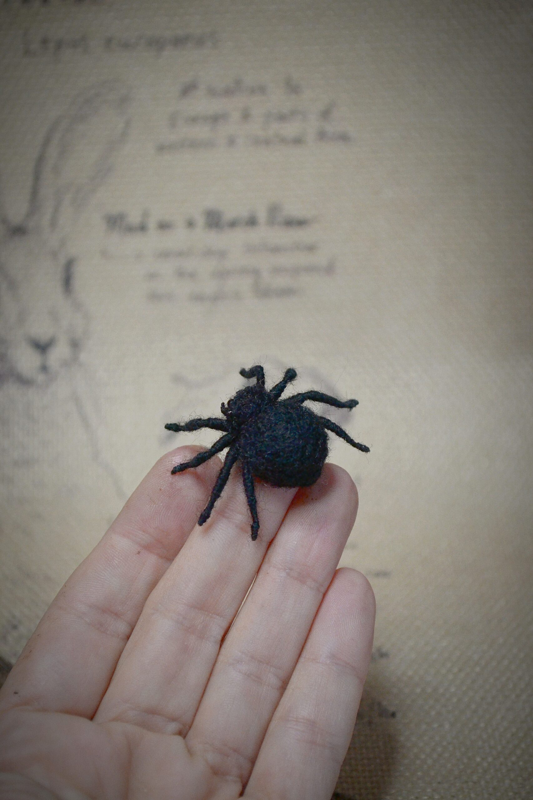 Needle Felted Black Spider Miniature – Handmade Wool Figurine - Image 3