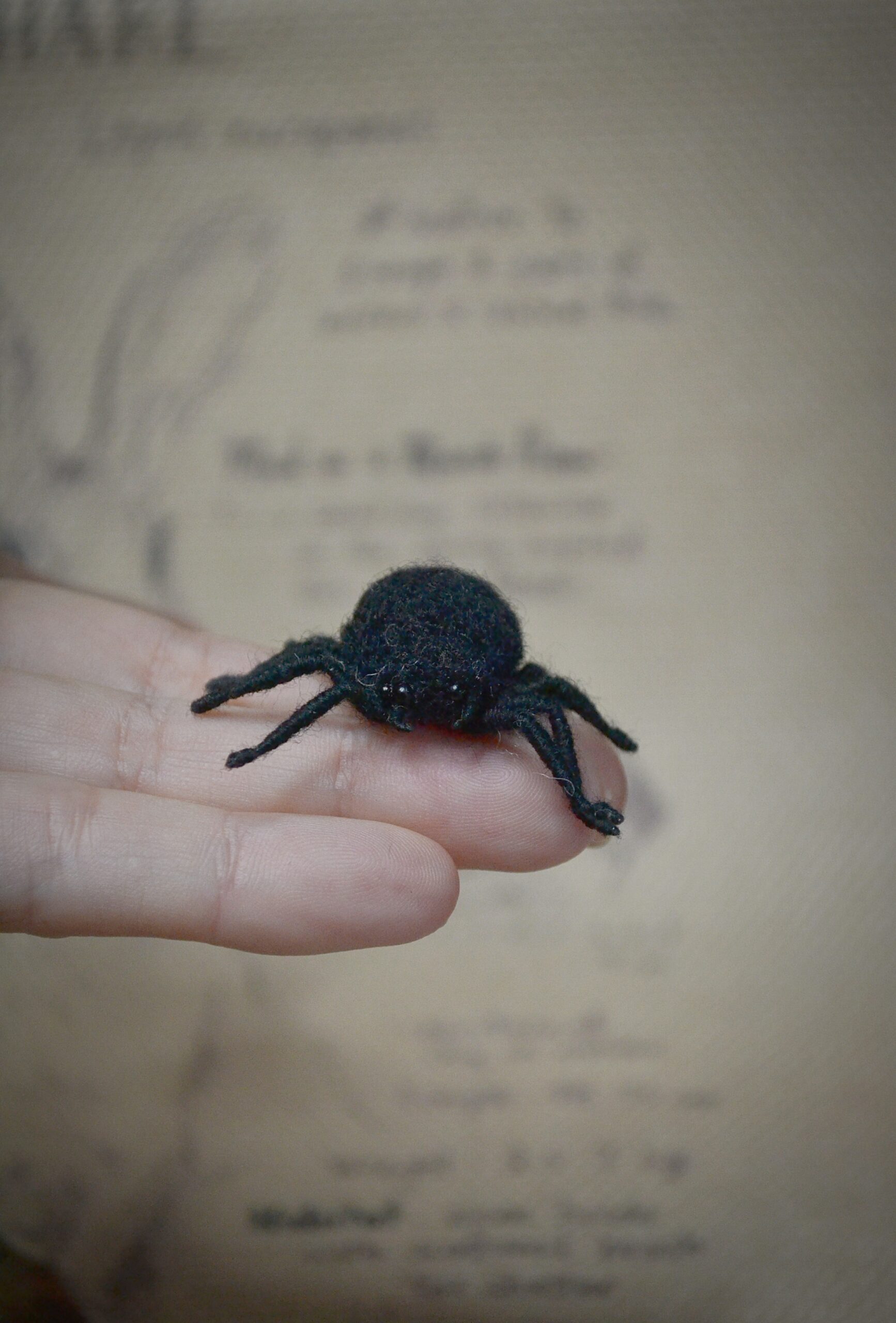 Needle Felted Black Spider Miniature – Handmade Wool Figurine - Image 5