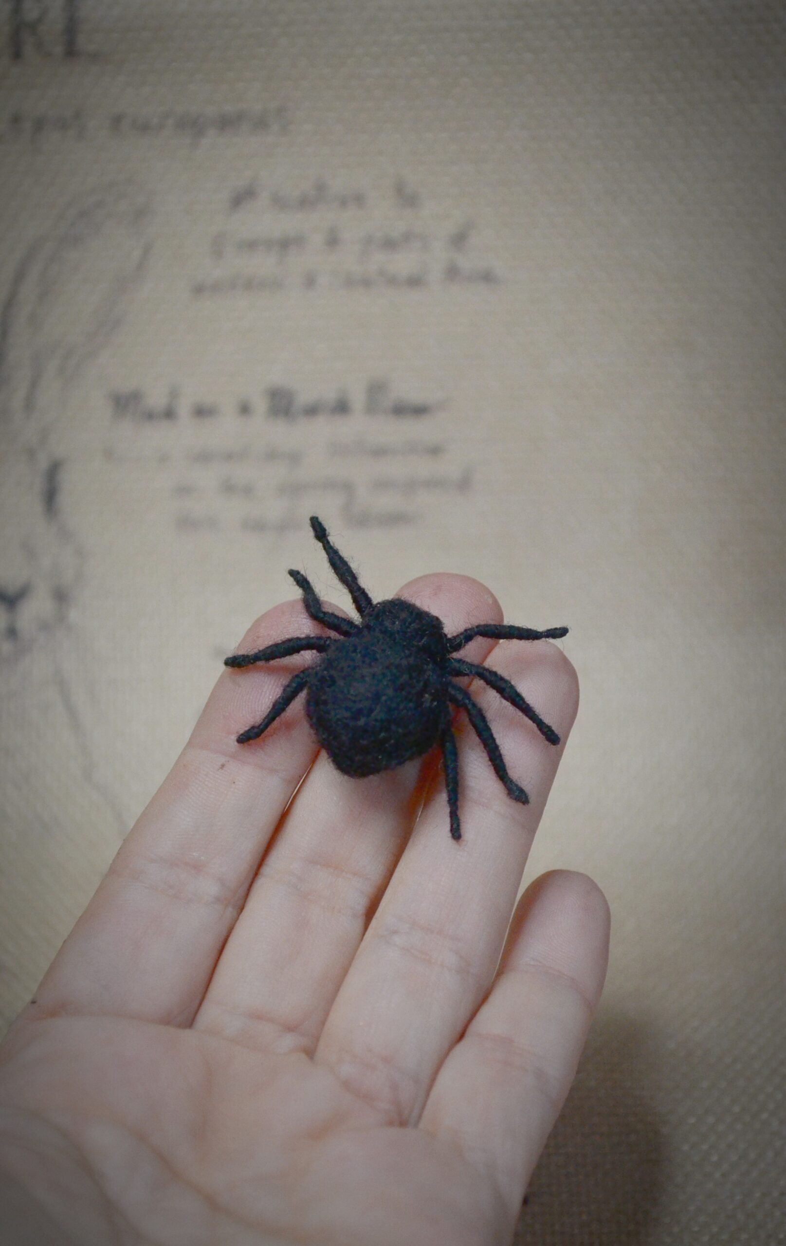 Needle Felted Black Spider Miniature – Handmade Wool Figurine - Image 7