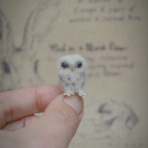 snow owlet felted miniature