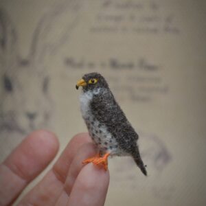 needle felted miniature falcon