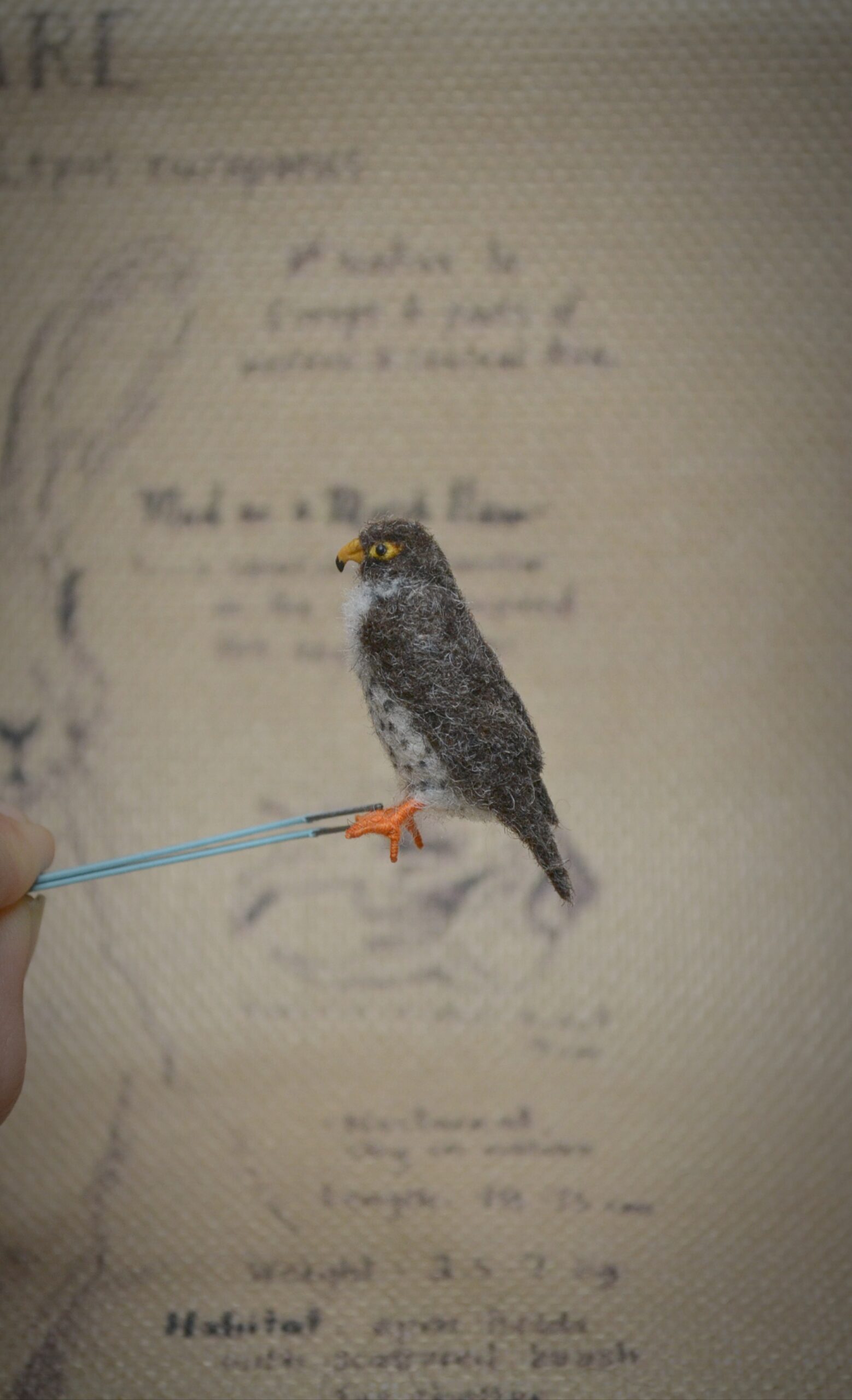 Needle Felted Falcon Miniature – Handmade Wool Bird Figurine - Image 3