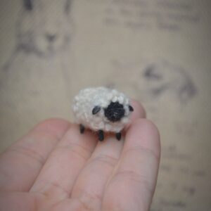 needle felted lamb, felted sheep miniature, wool sheep figurine, handmade animal sculpture, needle felted animal art, miniature farm animal, felted collectible