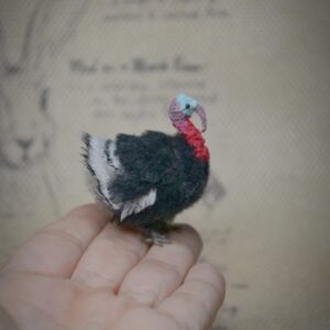 Needle Felted Turkey Miniature – Handmade Wool Bird Figurine