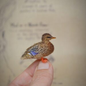 Needle Felted Wild Duck Miniature – Handmade Wool Bird Figurine
