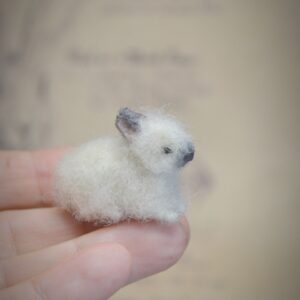 Needle Felted White Fluffy Rabbit – Wool Miniature