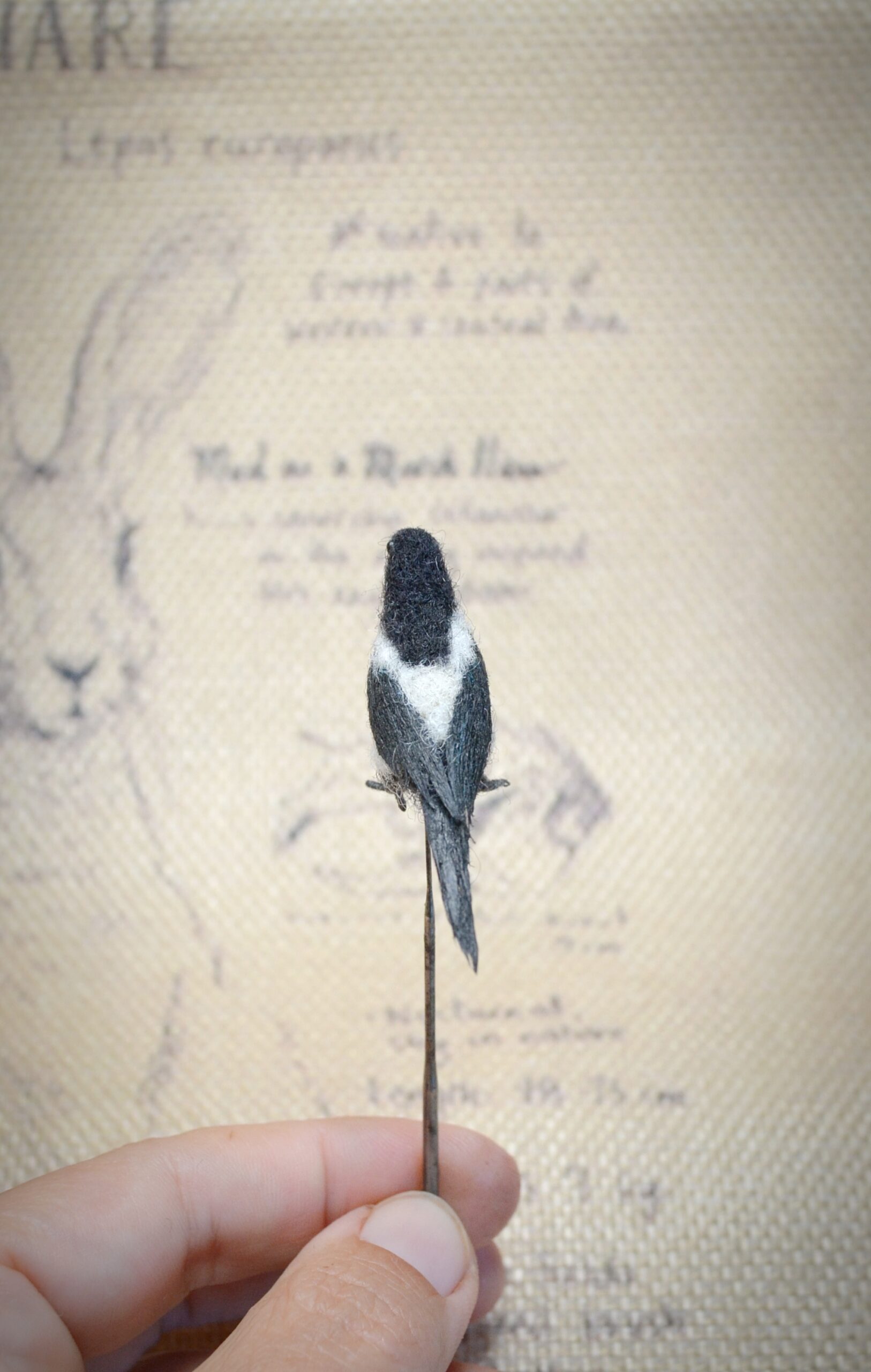 MagpieNeedle Felted Miniature – Handmade Wool Bird Figurine - Image 3