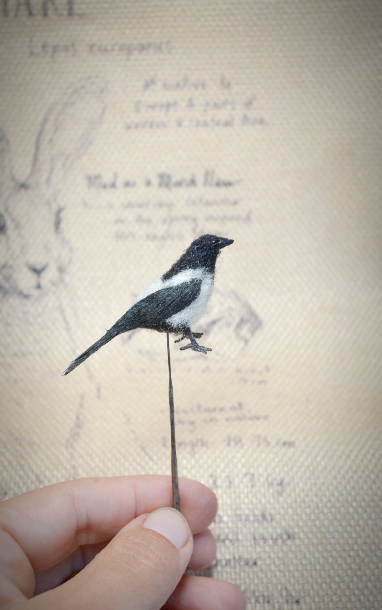 MagpieNeedle Felted Miniature – Handmade Wool Bird Figurine - Image 4