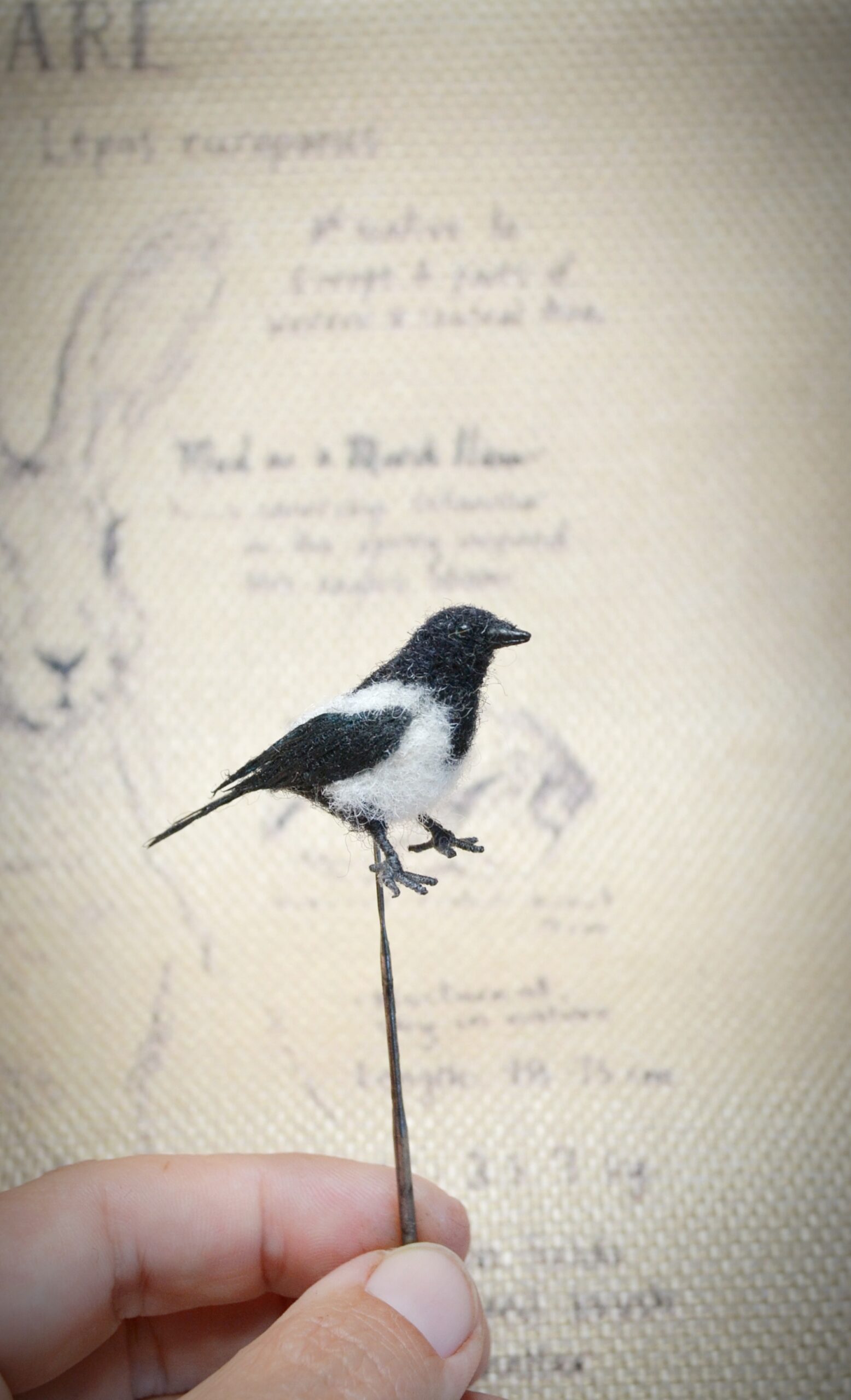 MagpieNeedle Felted Miniature – Handmade Wool Bird Figurine - Image 5