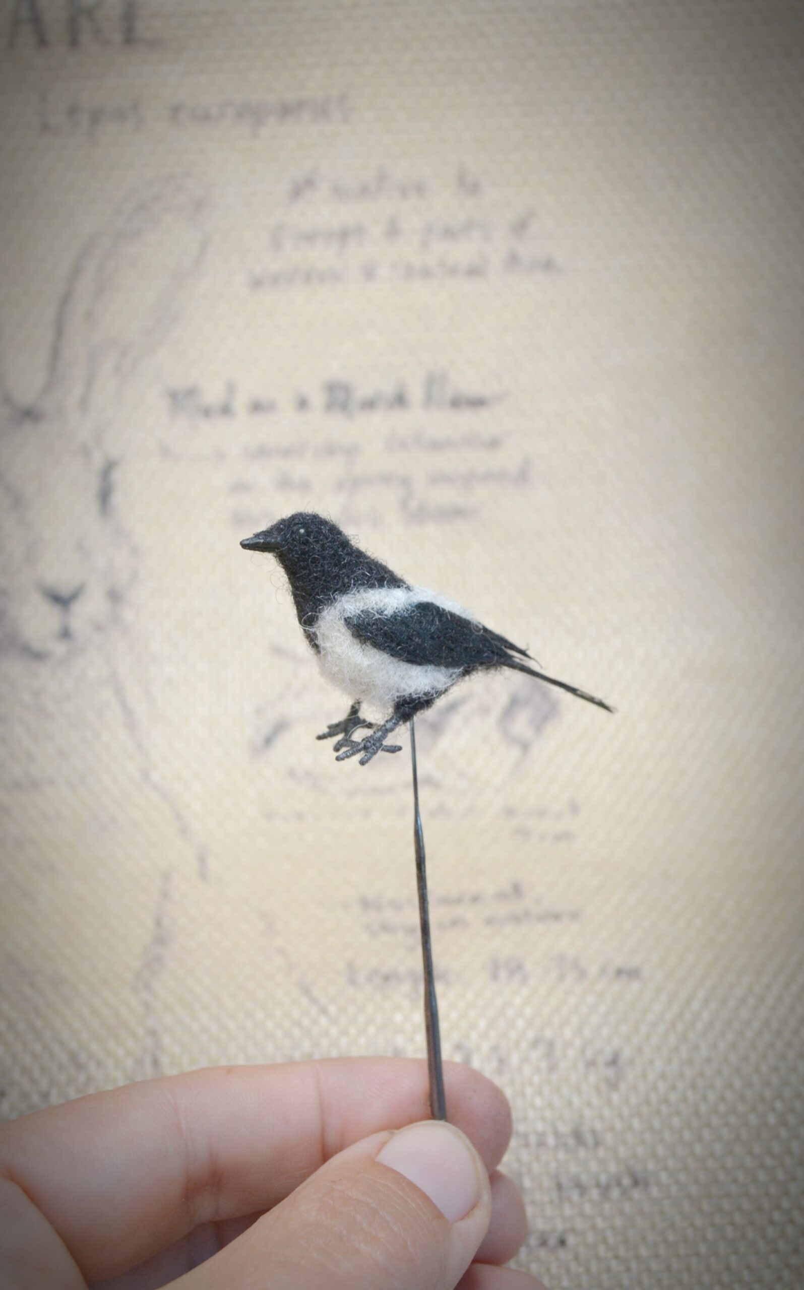 MagpieNeedle Felted Miniature – Handmade Wool Bird Figurine - Image 6