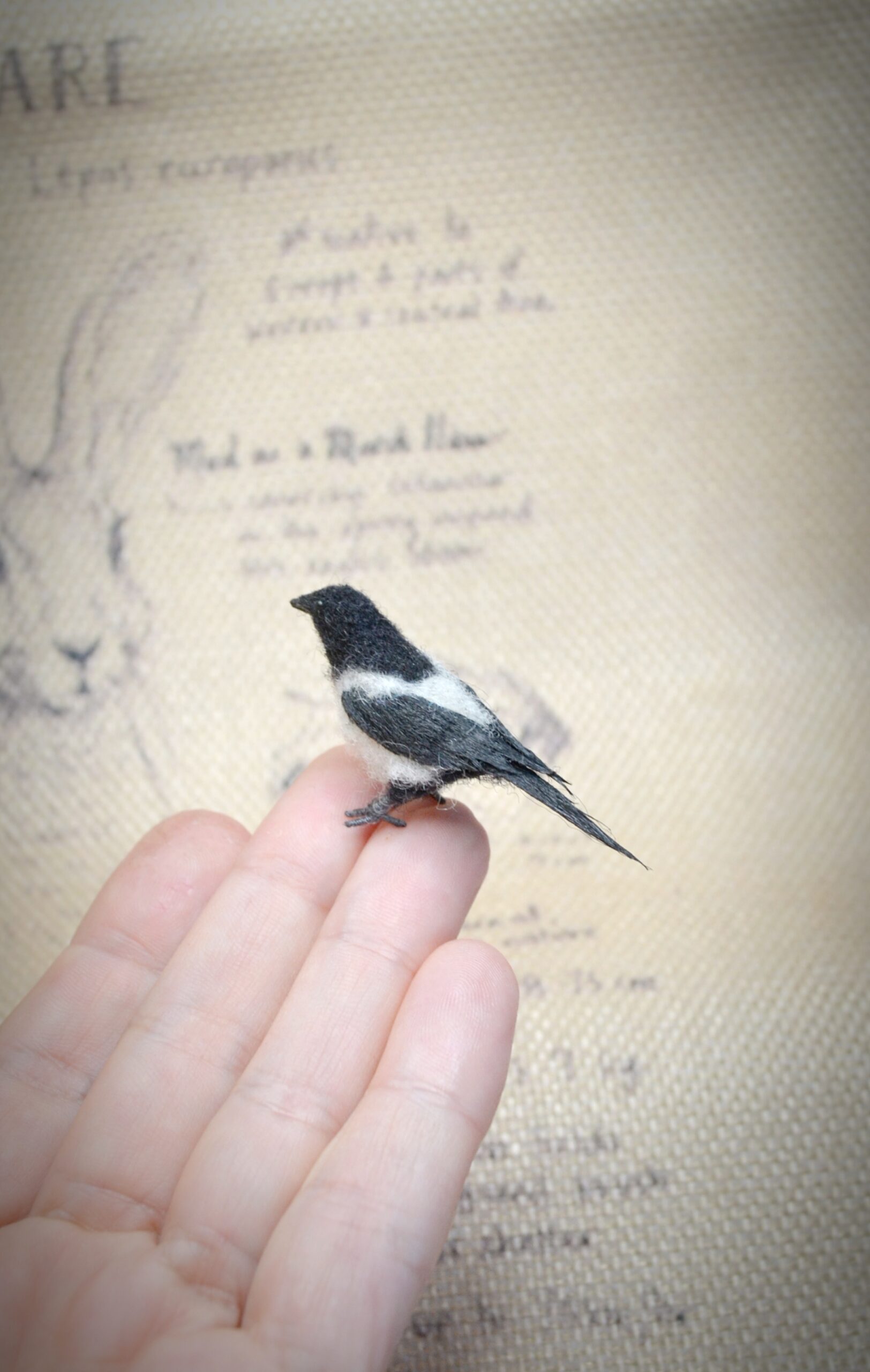 MagpieNeedle Felted Miniature – Handmade Wool Bird Figurine - Image 7