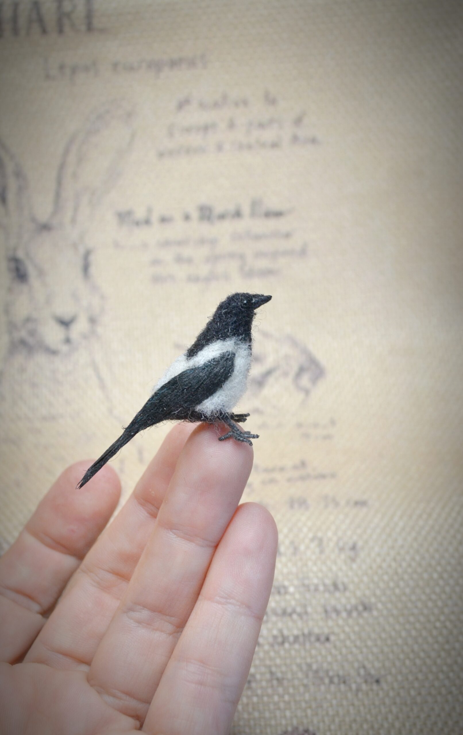 MagpieNeedle Felted Miniature – Handmade Wool Bird Figurine - Image 8